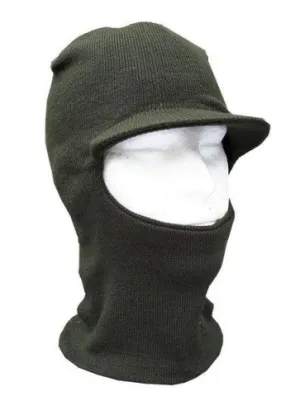 Dual Peak Hat / Acrylic Balaclava - Olive Green