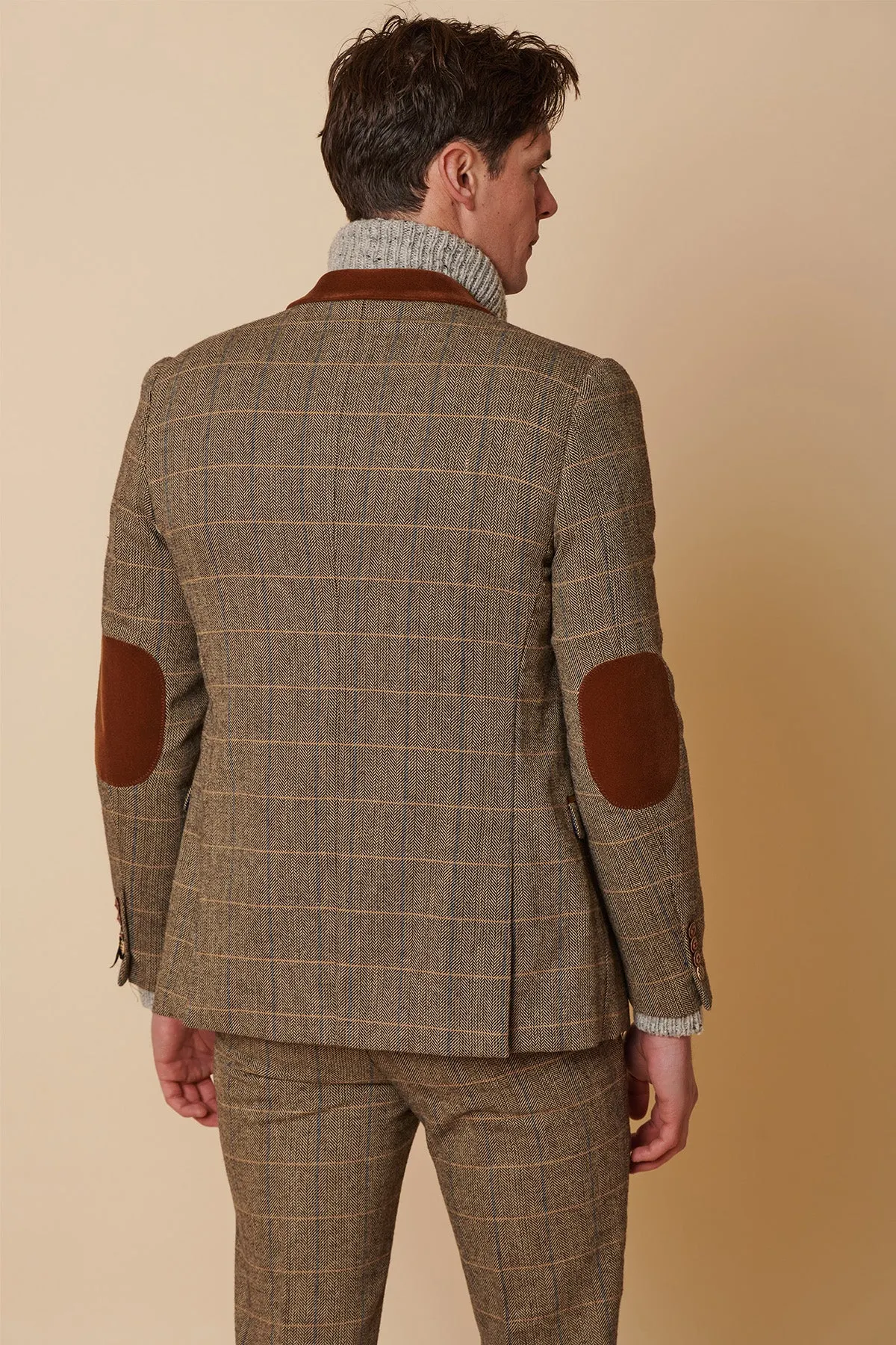 DX7 - Tan Tweed Check Two Piece Suit