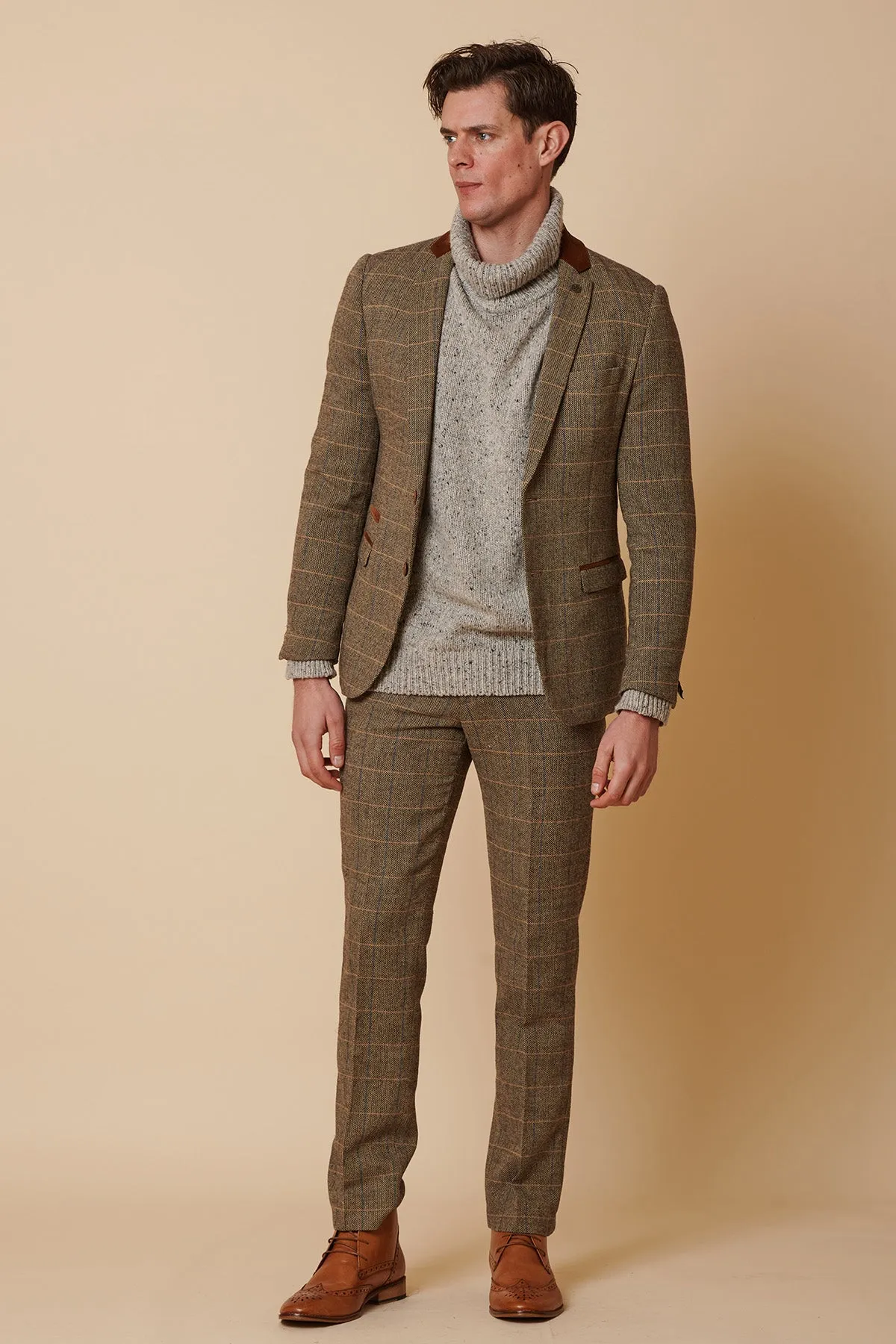 DX7 - Tan Tweed Check Two Piece Suit