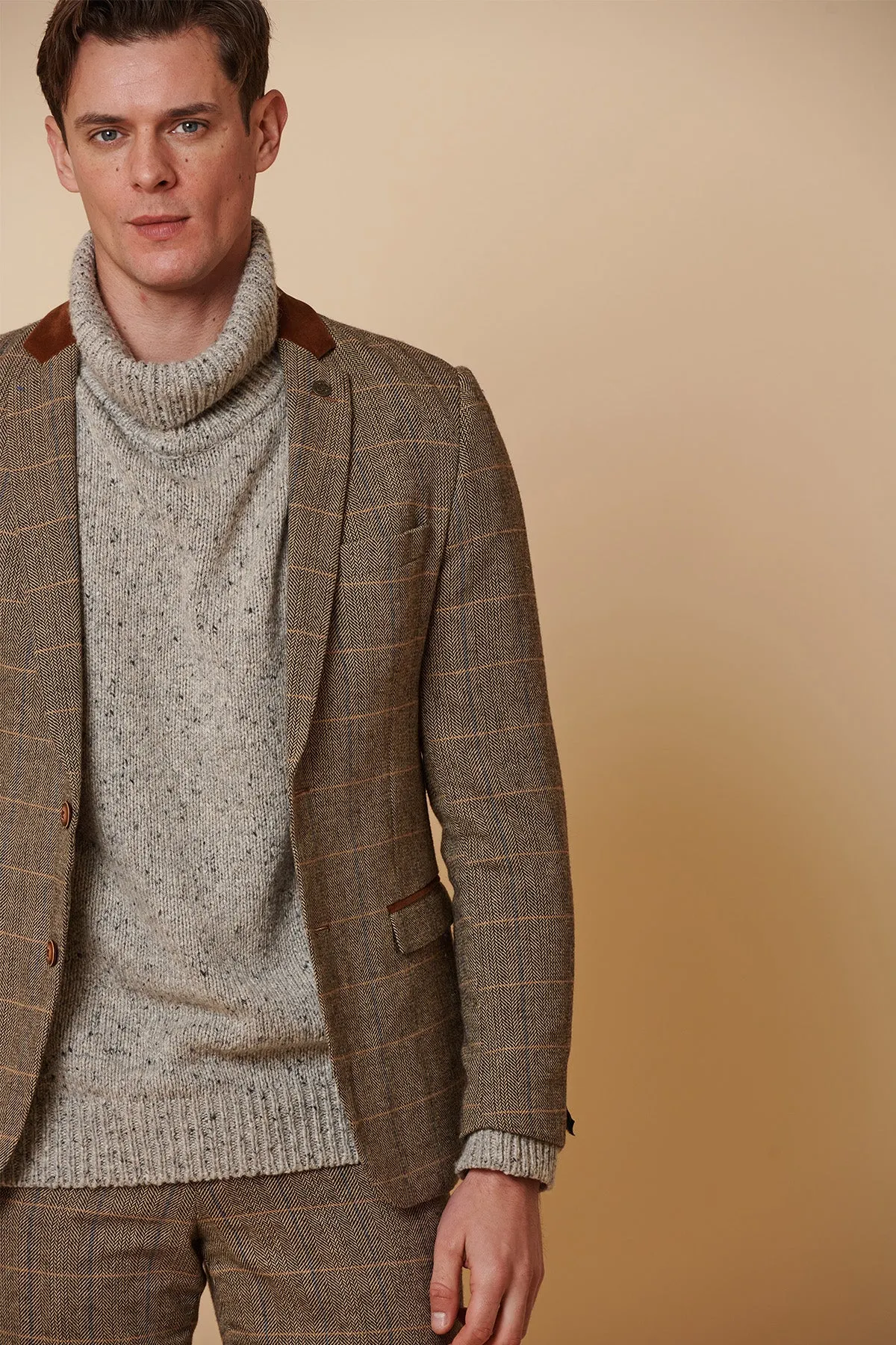 DX7 - Tan Tweed Check Two Piece Suit