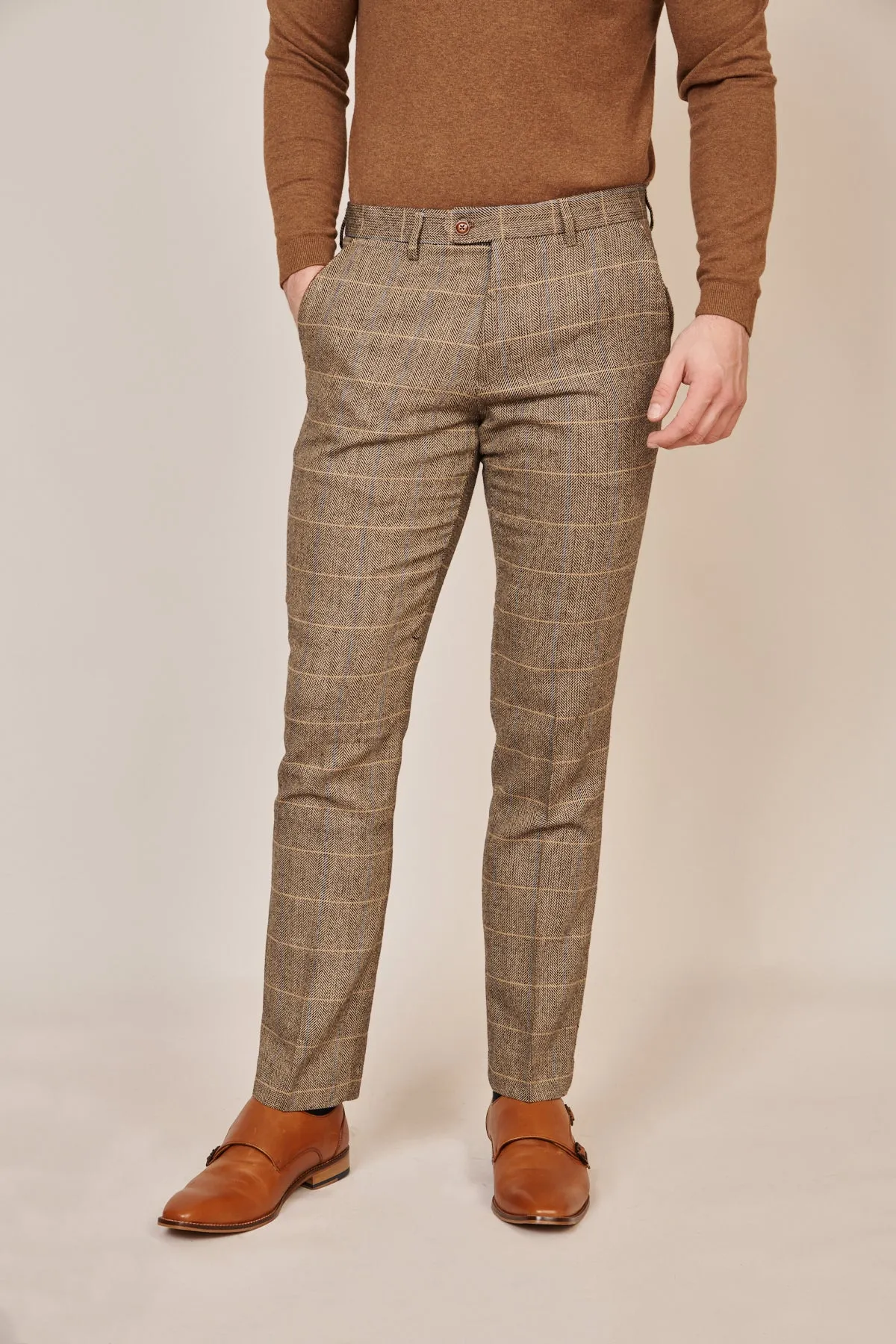 DX7 - Tan Tweed Check Two Piece Suit