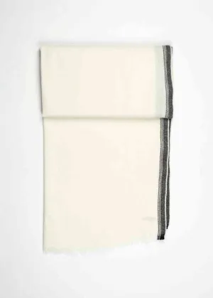 Edged Wool Scarf in Off White