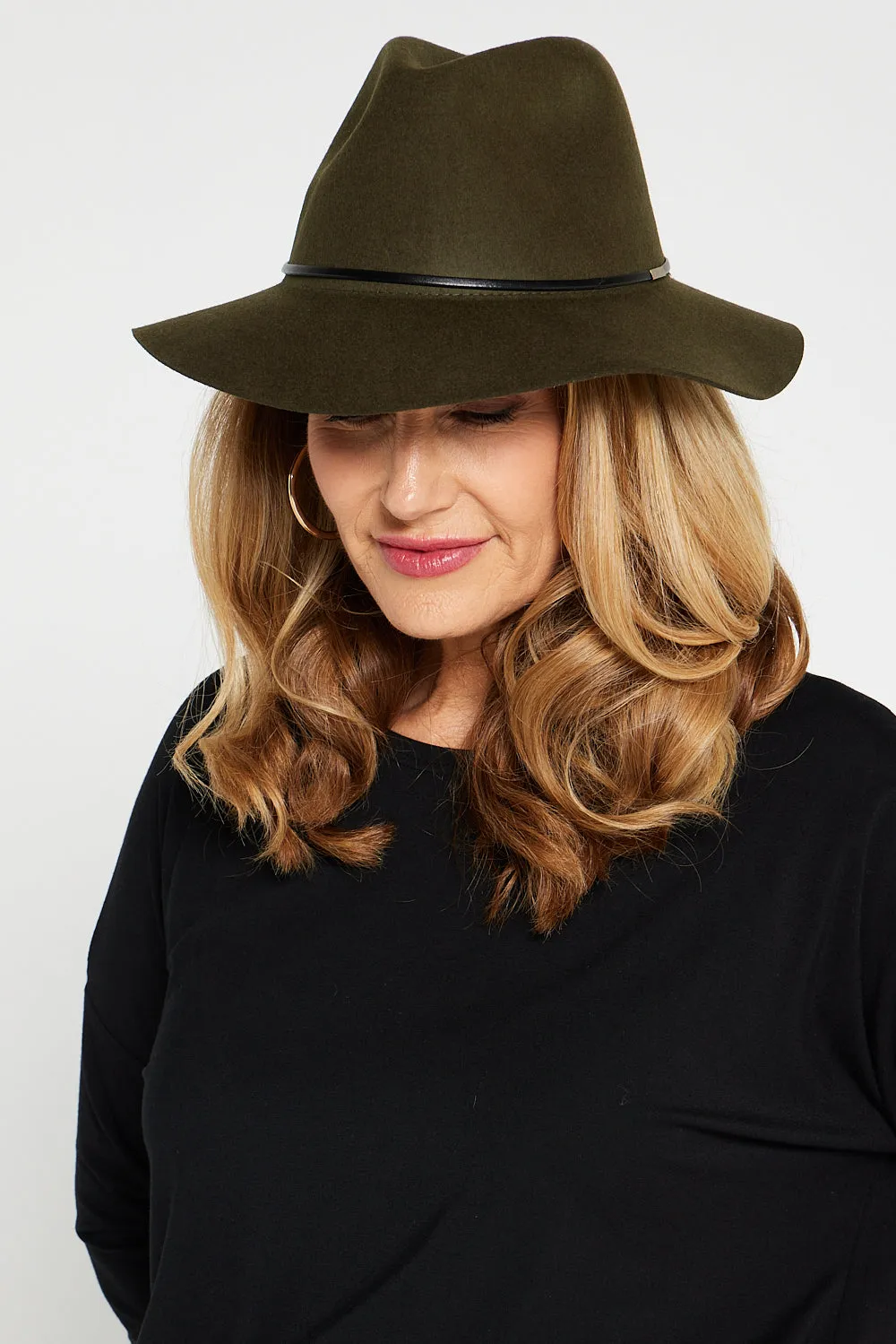 Erin Wool Felt Fedora - Khaki