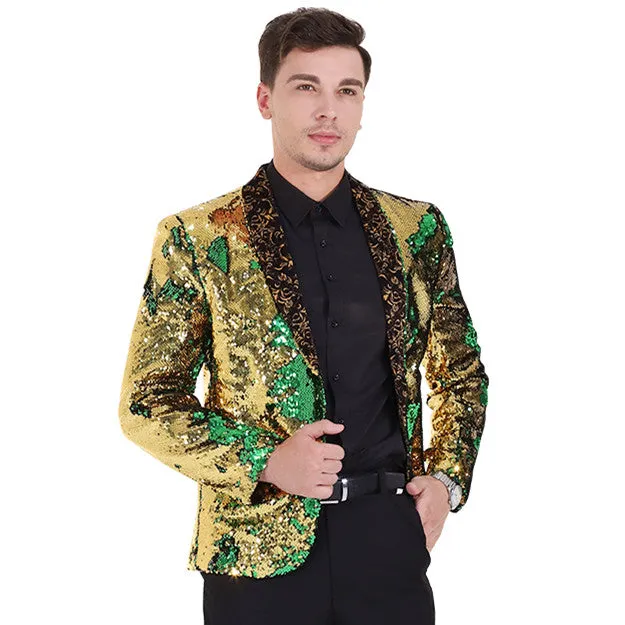 Fairy Green Shawl Collar Sequins Dance Party Jacket