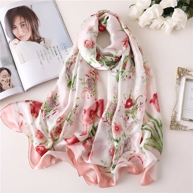 Fashion Silk Scarf Printed Bandana Shawl #FS-1