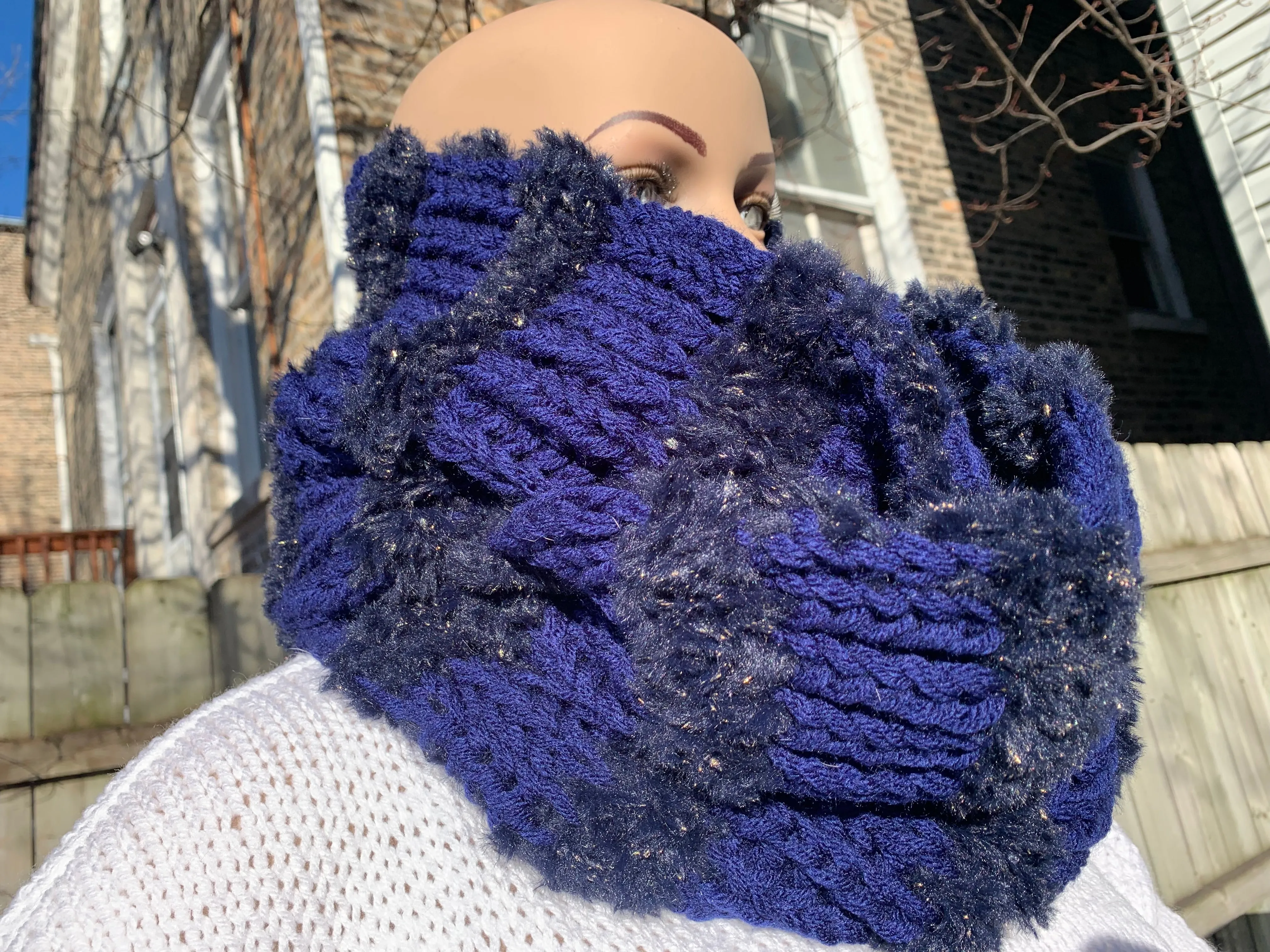 Faux-Fur Hand Knit Hat&Scarf Set