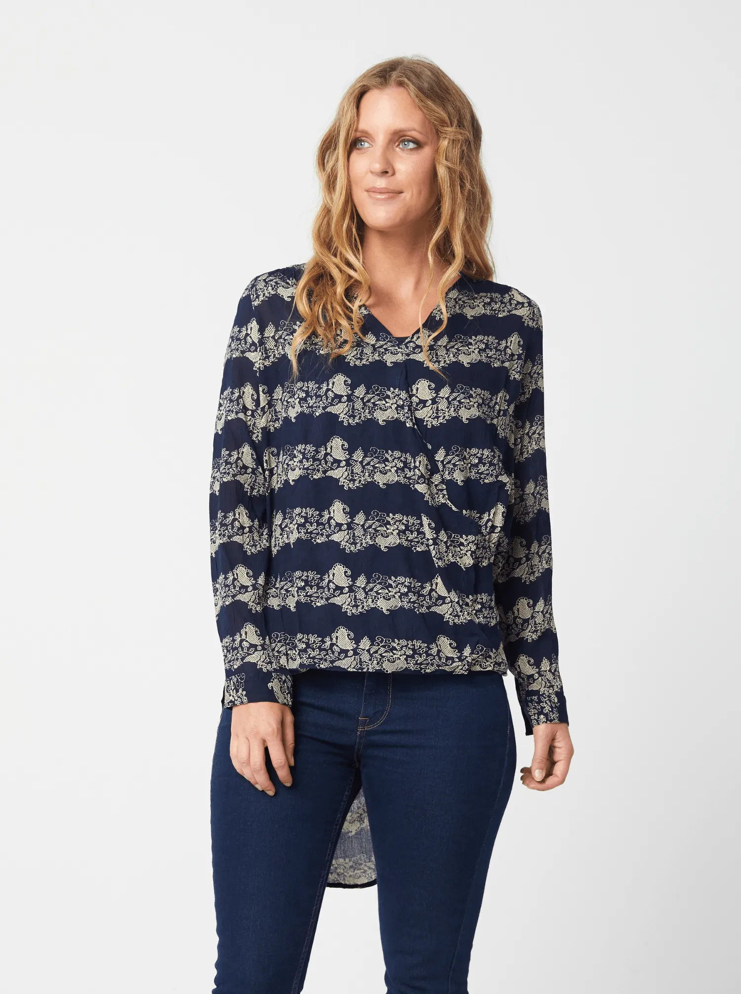 FIONA Top - Navy Print