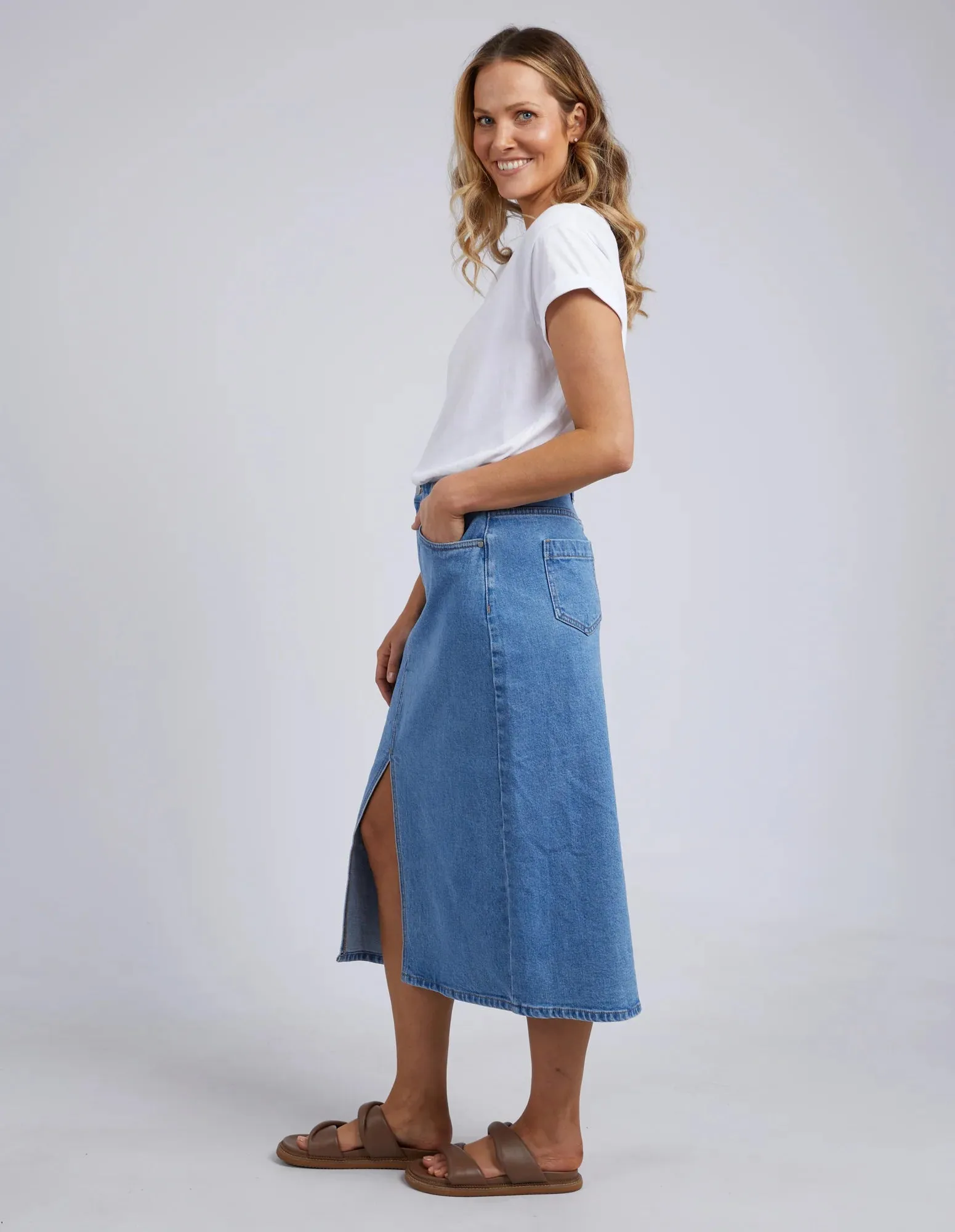 Foxwood - Scout Midi Skirt - Mid Blue