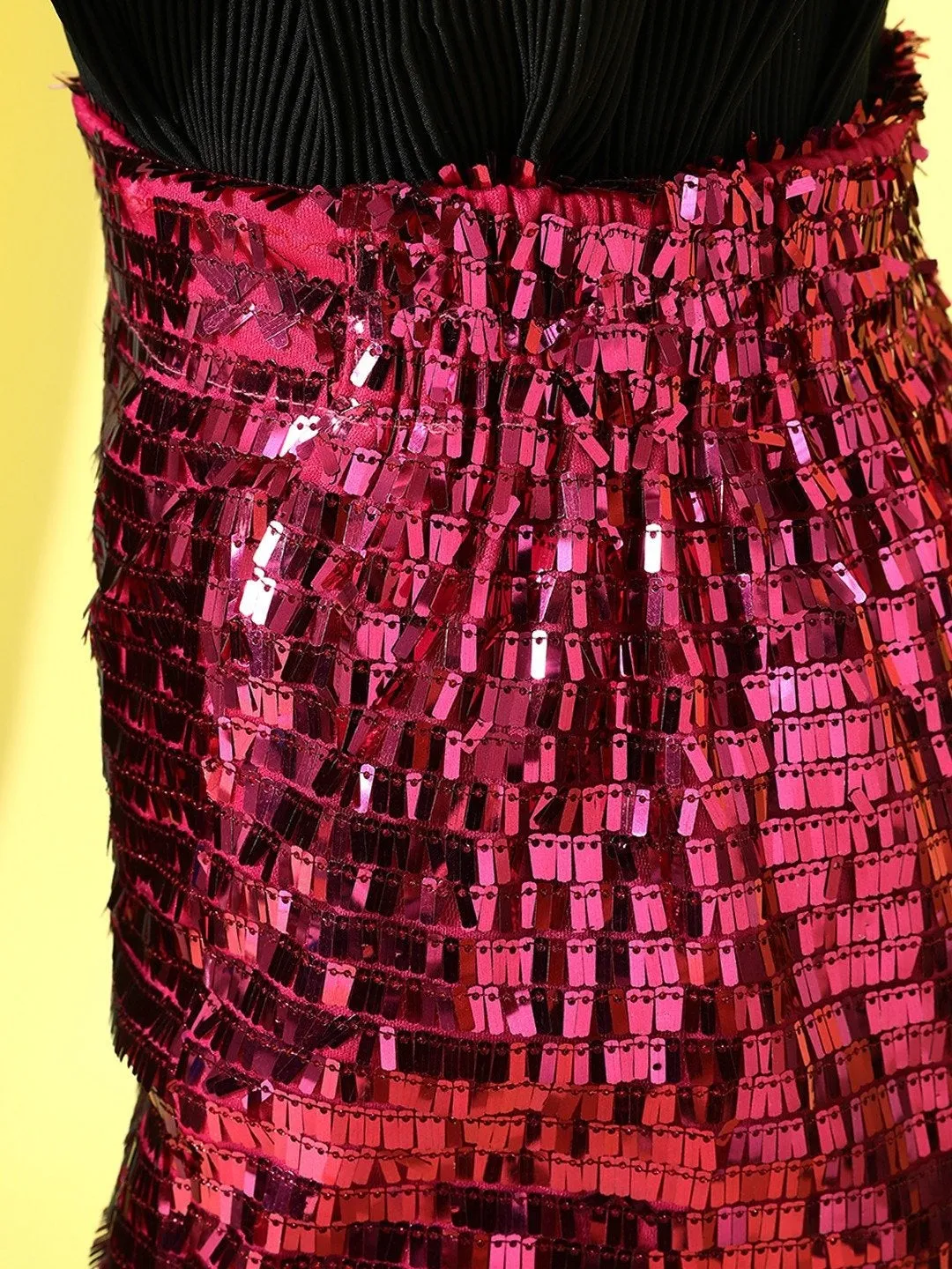 Fuchsia Sequin Side Slit Pencil Skirt