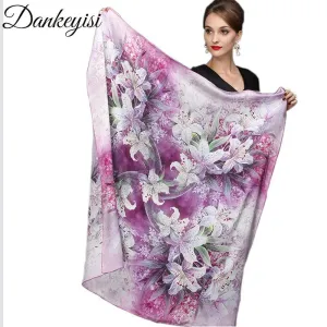 Genuine Natural Silk Scarf Shawl Floral Printed Shawl