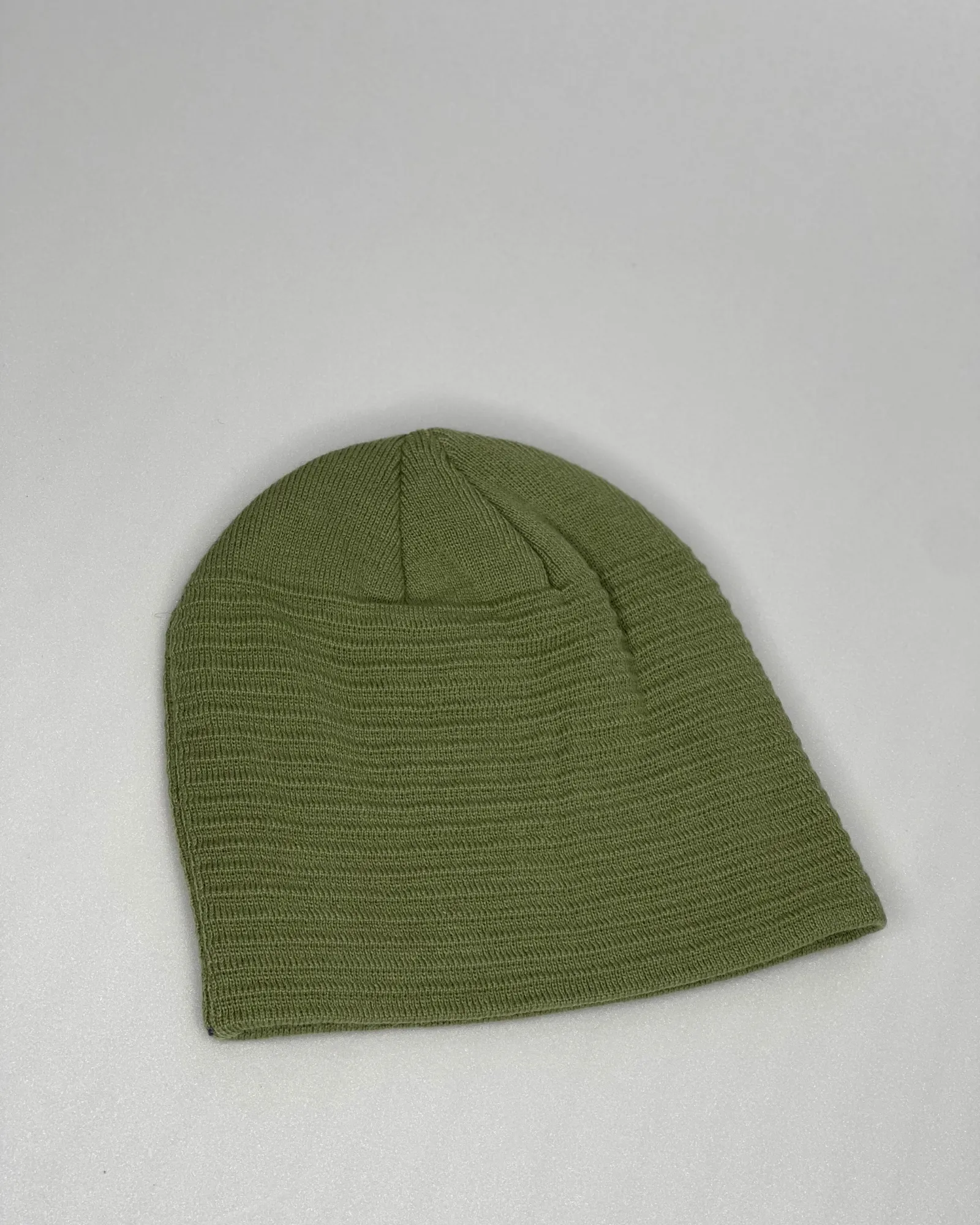 Georgia Ribbed Beanie in Olive Green