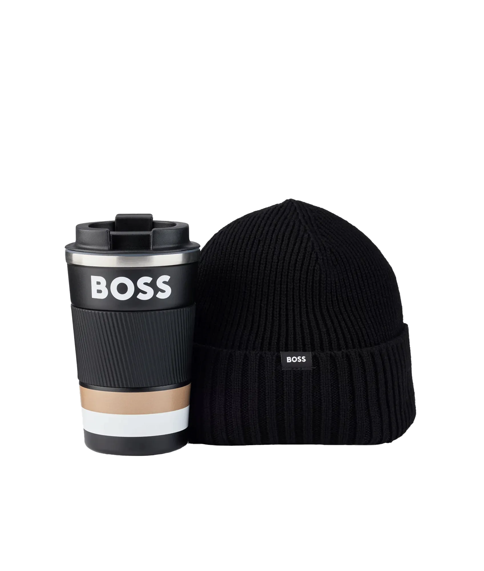 Gift-boxed Travel Mug and Beanie Hat Set - Multi