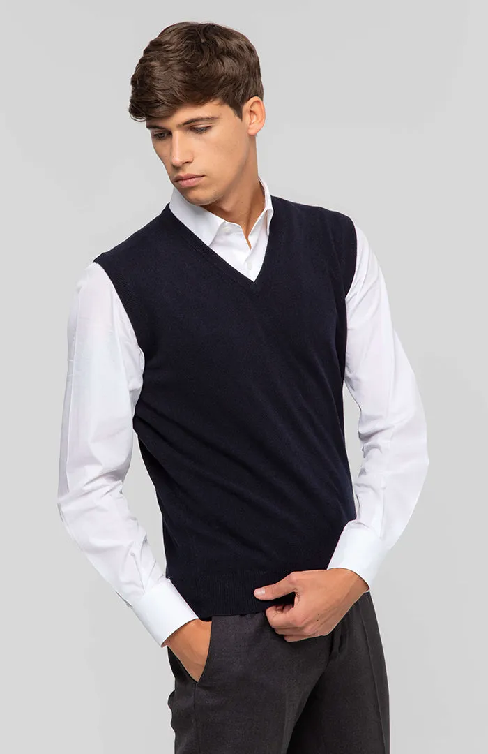 Gilet scollo v in puro cashmere