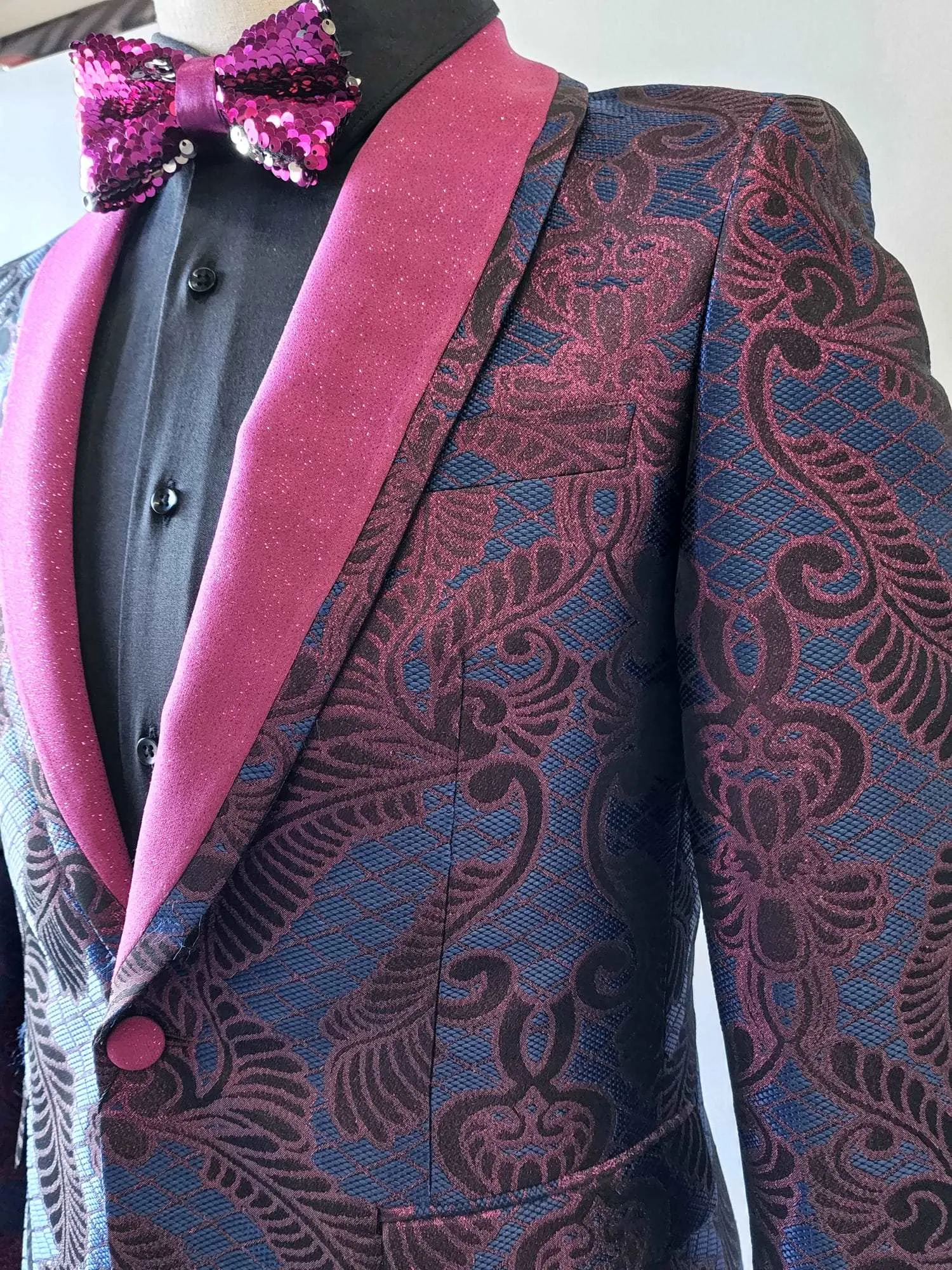 Giovanni Testi 1 Button Shawl Lapel Slim Fit Tuxedo GT1ST-1357 PINK/NAVY