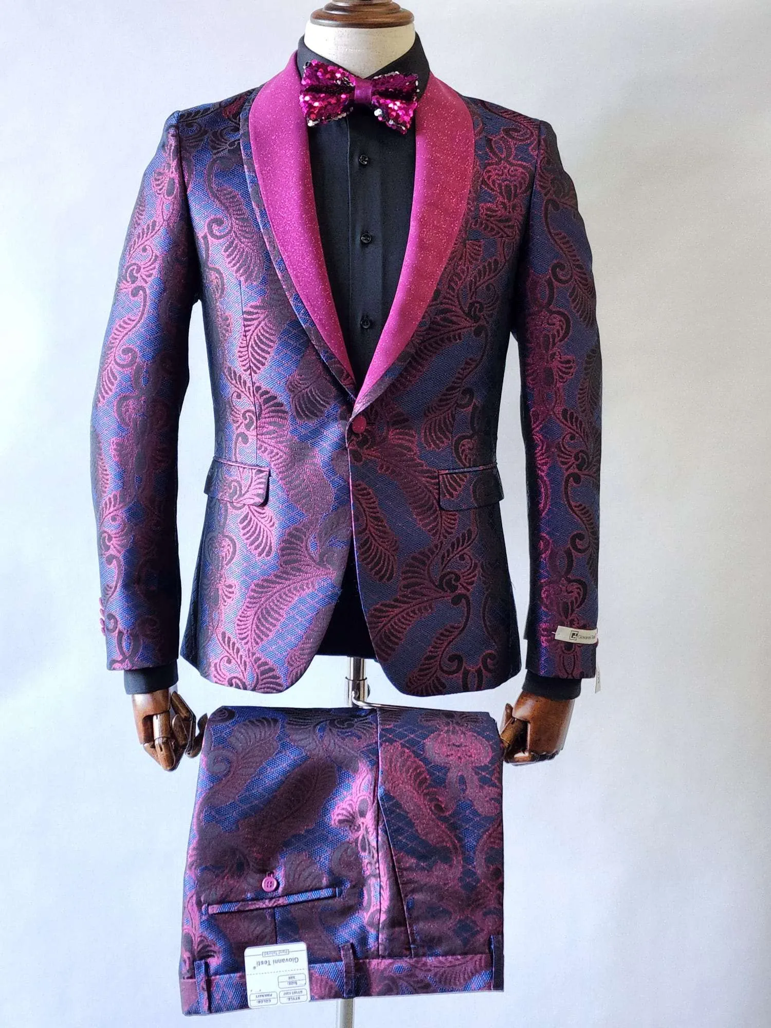 Giovanni Testi 1 Button Shawl Lapel Slim Fit Tuxedo GT1ST-1357 PINK/NAVY