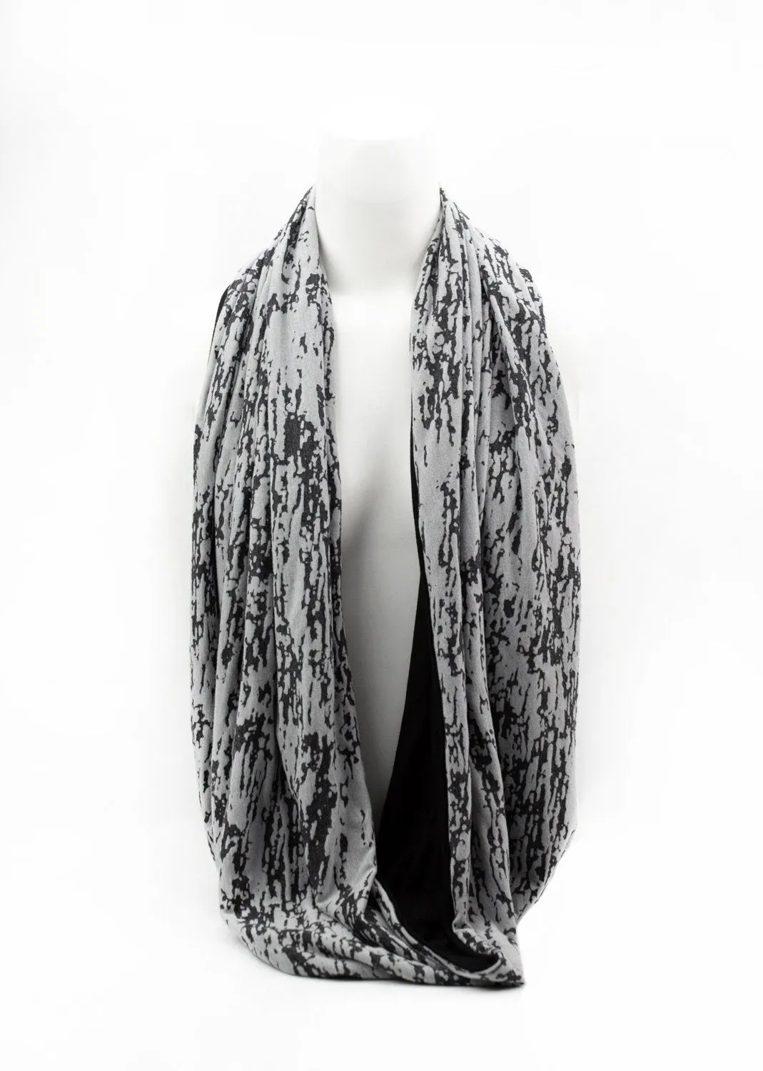 Gray Burnout Knit Infinity Scarf