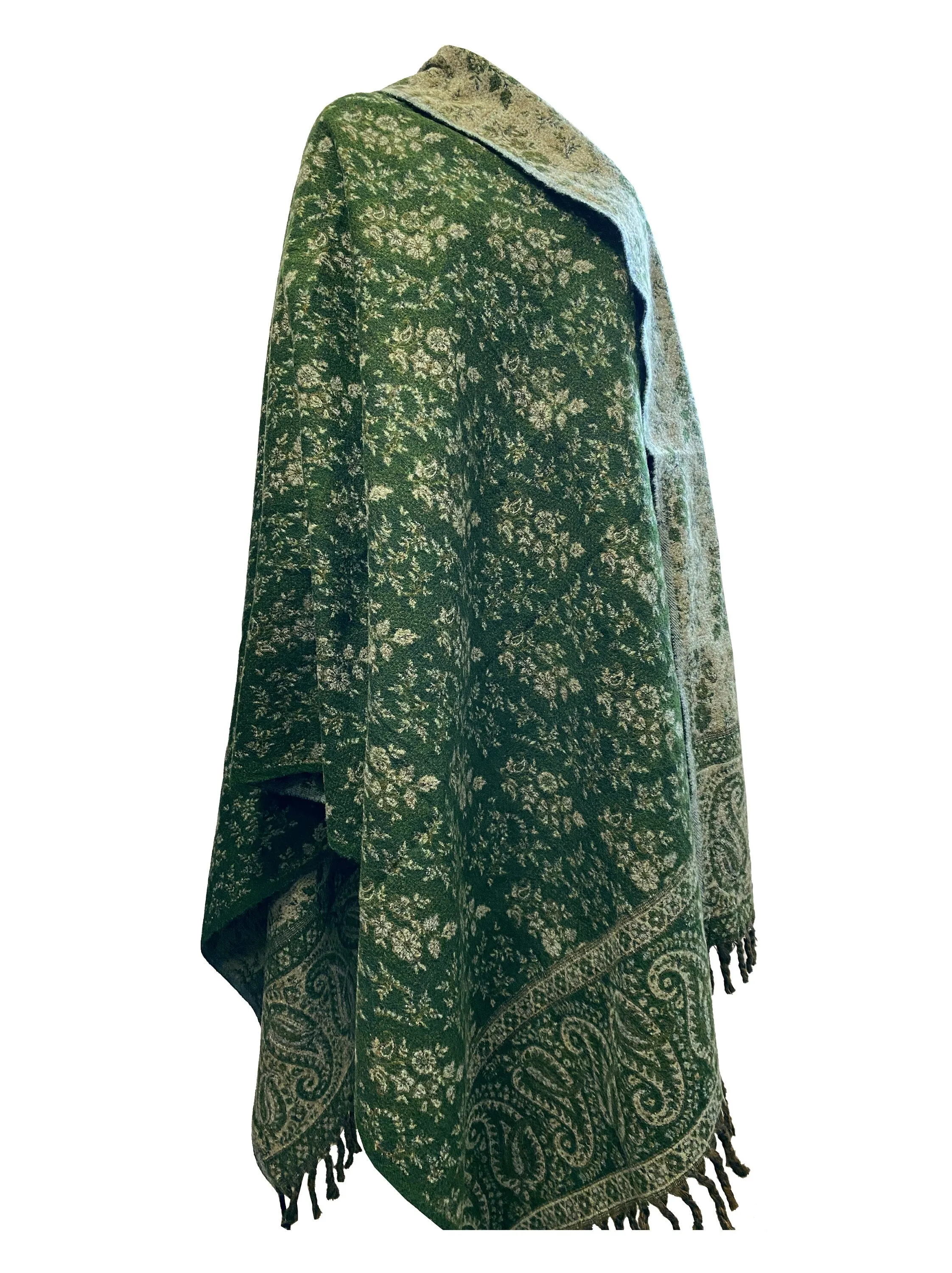 GREEN LUXURY HANDMADE soft floral Scarf Yak Wool comfortable scarf Shawl Blanket stole unisex Travel Wrap Meditation Soft Shawl special Gift