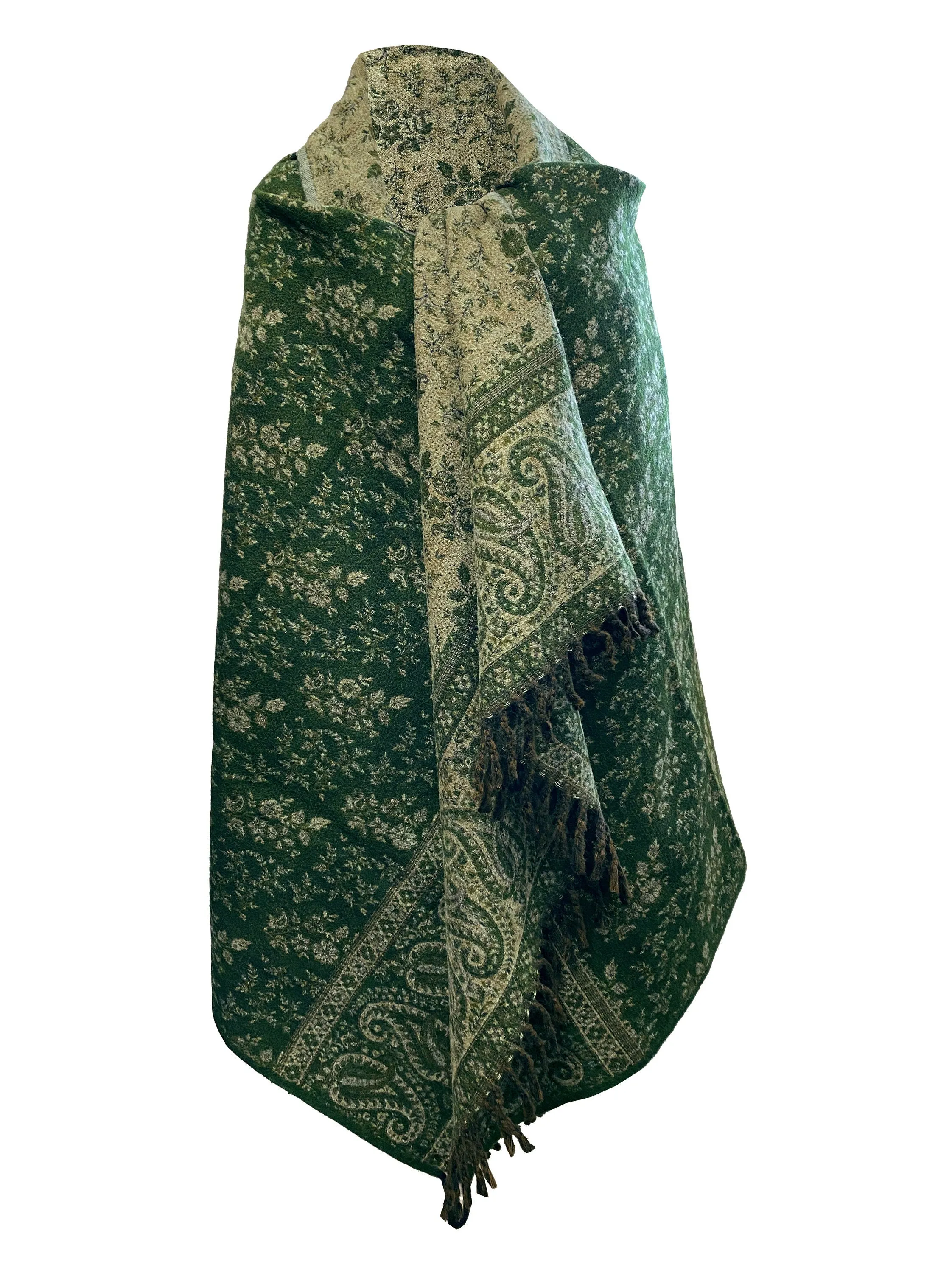 GREEN LUXURY HANDMADE soft floral Scarf Yak Wool comfortable scarf Shawl Blanket stole unisex Travel Wrap Meditation Soft Shawl special Gift