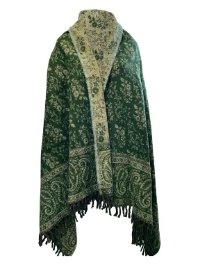 GREEN LUXURY HANDMADE soft floral Scarf Yak Wool comfortable scarf Shawl Blanket stole unisex Travel Wrap Meditation Soft Shawl special Gift