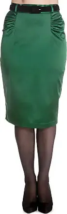 Green Satin Wiggle Skirt by Hell Bunny