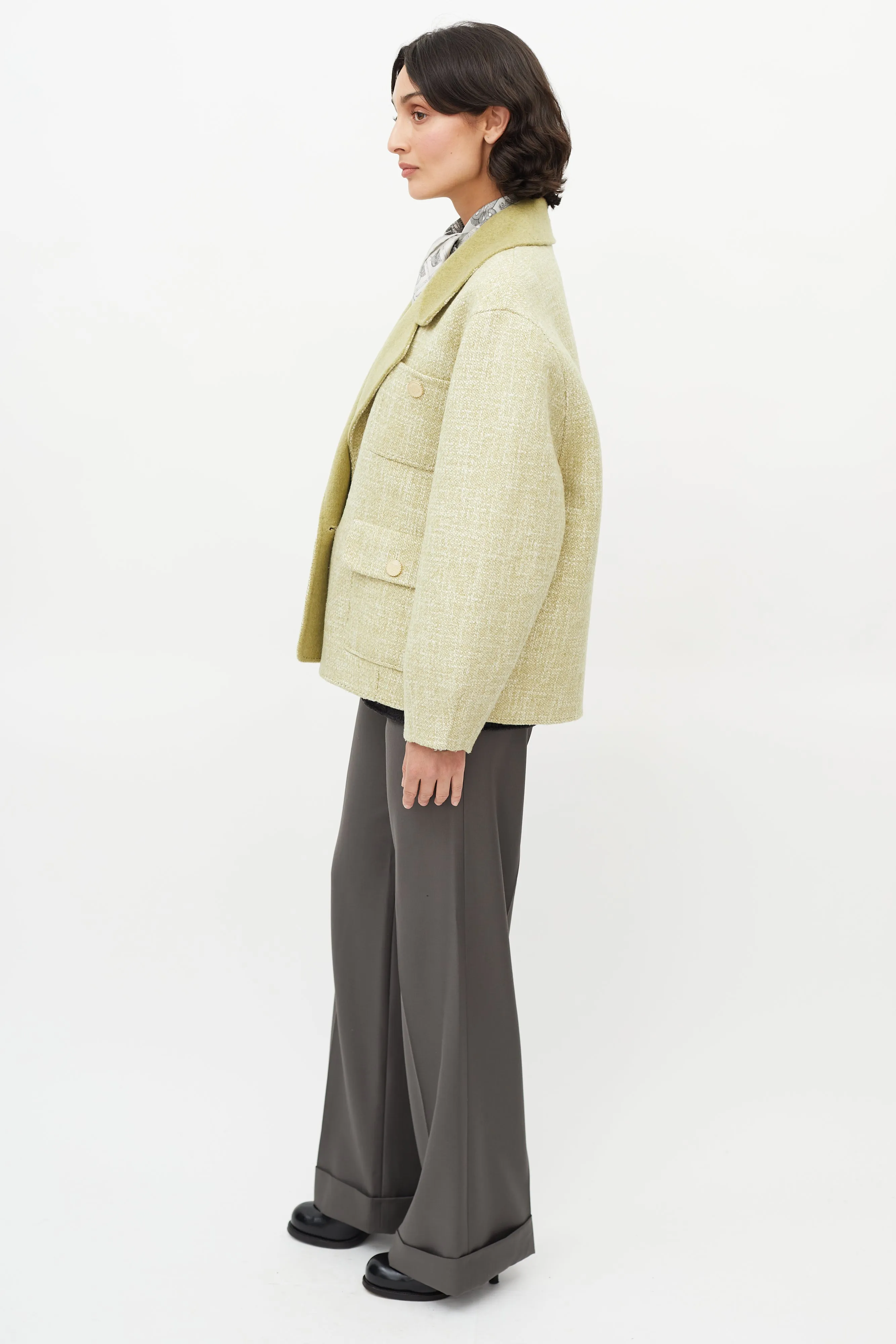 Green Tweed Wool Coat