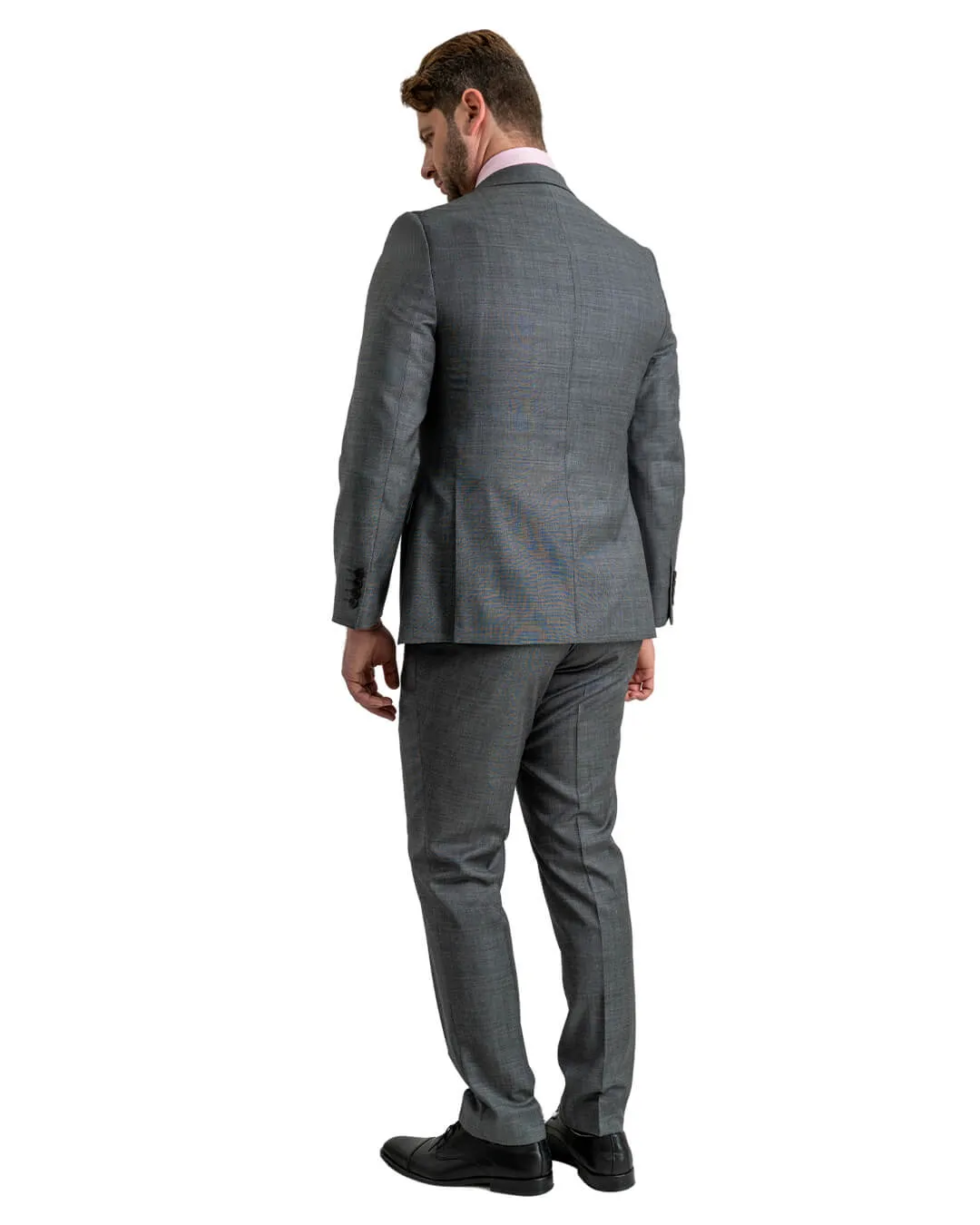 Grey Super 100s Sharkskin Suit Jacket