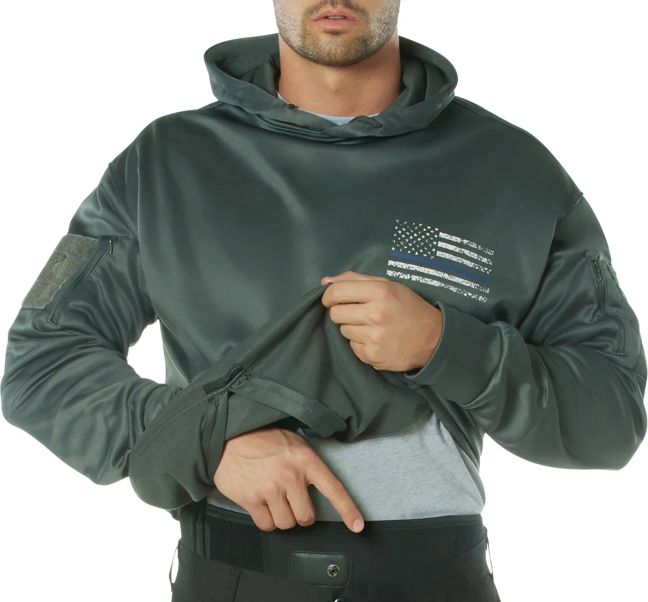 Grey Thin Blue Line Concealed Carry Hoodie