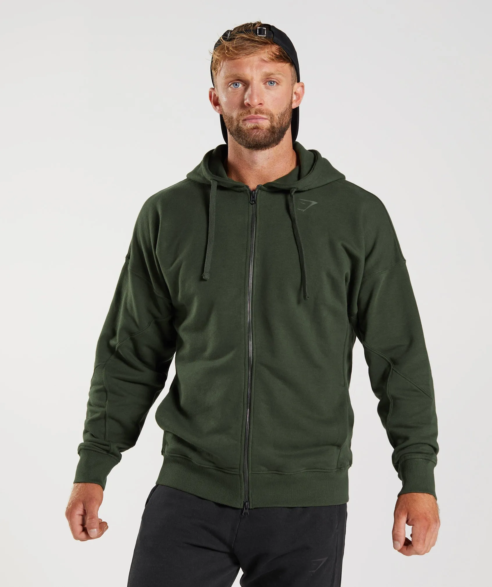 Gymshark Power Zip Hoodie - Moss Olive