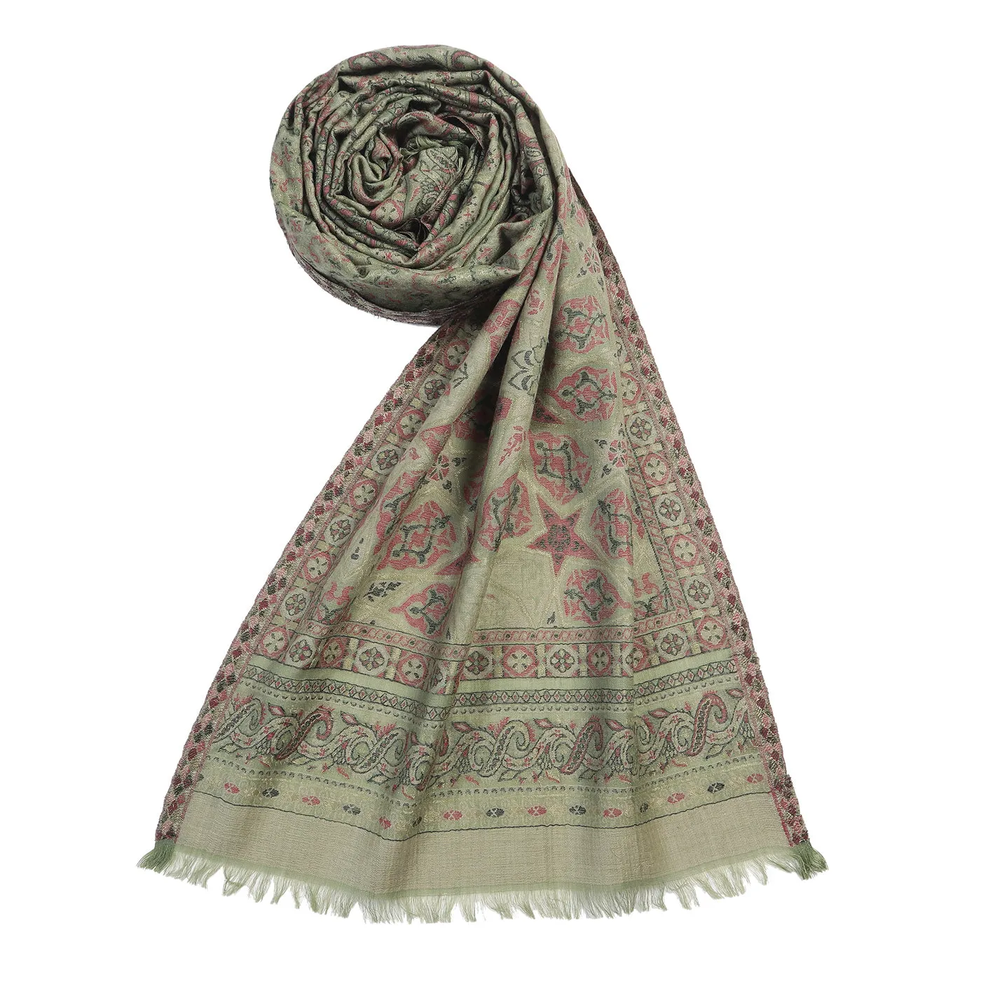 Haider Mehandi Wool Metallic Jacquard Muffler