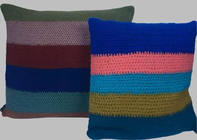 Hand Made Striped Mohair Cushion