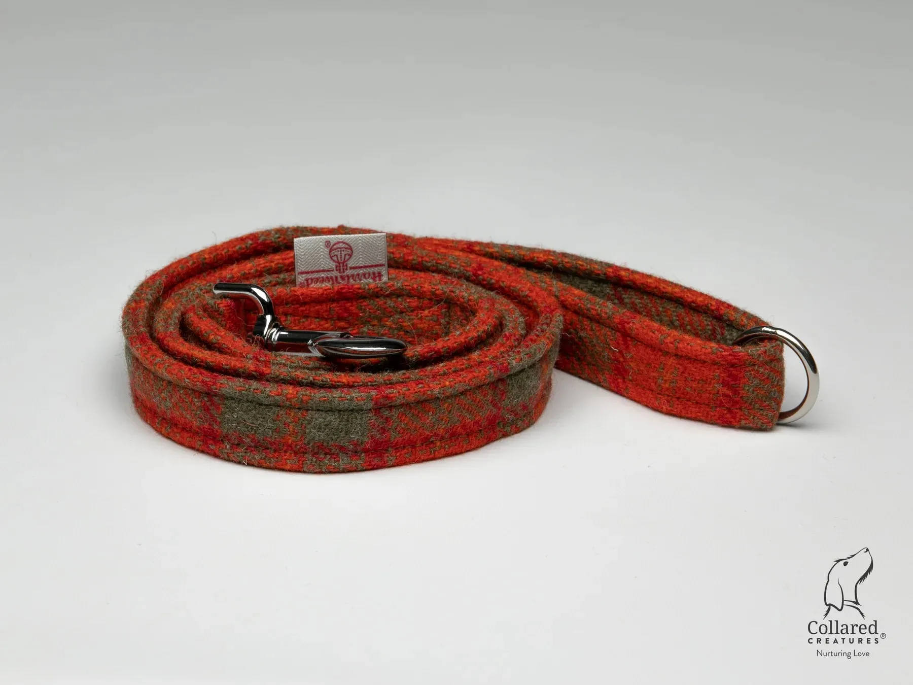 Harris Tweed Orange and Olive Dog Lead