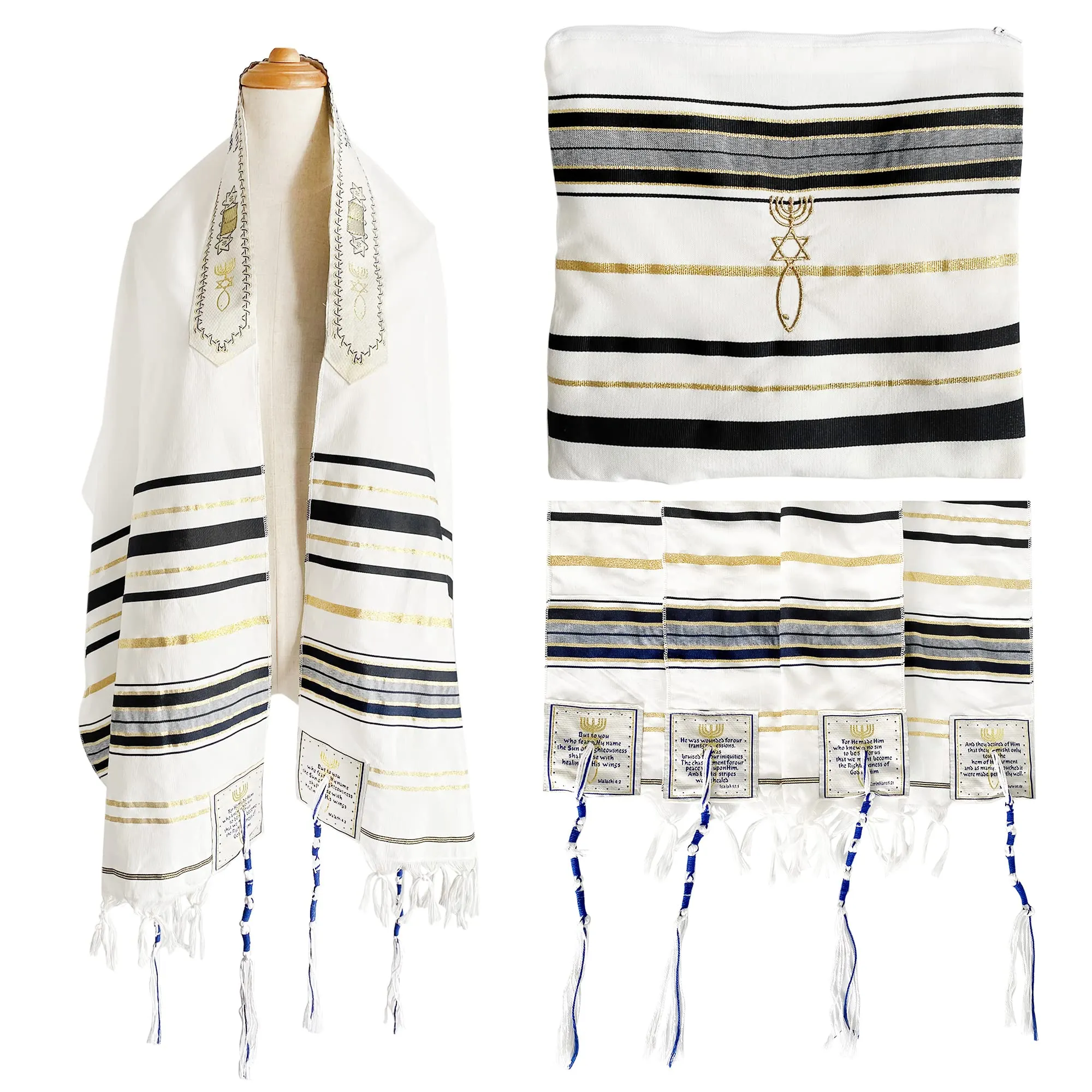 HolyLandMarket Mens Messianic Shawl/Tallit - The Messiah Tallit