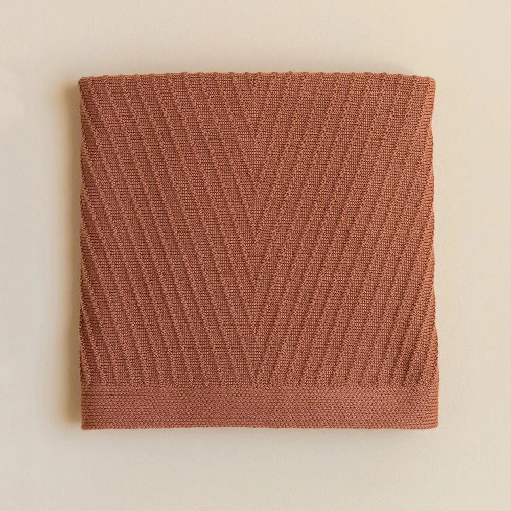 Hvid Akira Baby Blanket - 100% Merino Wool - Brick (70x95cm) *Returning 2025