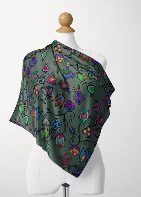 Indigenous Paisley Dark Sea Satin Shawl