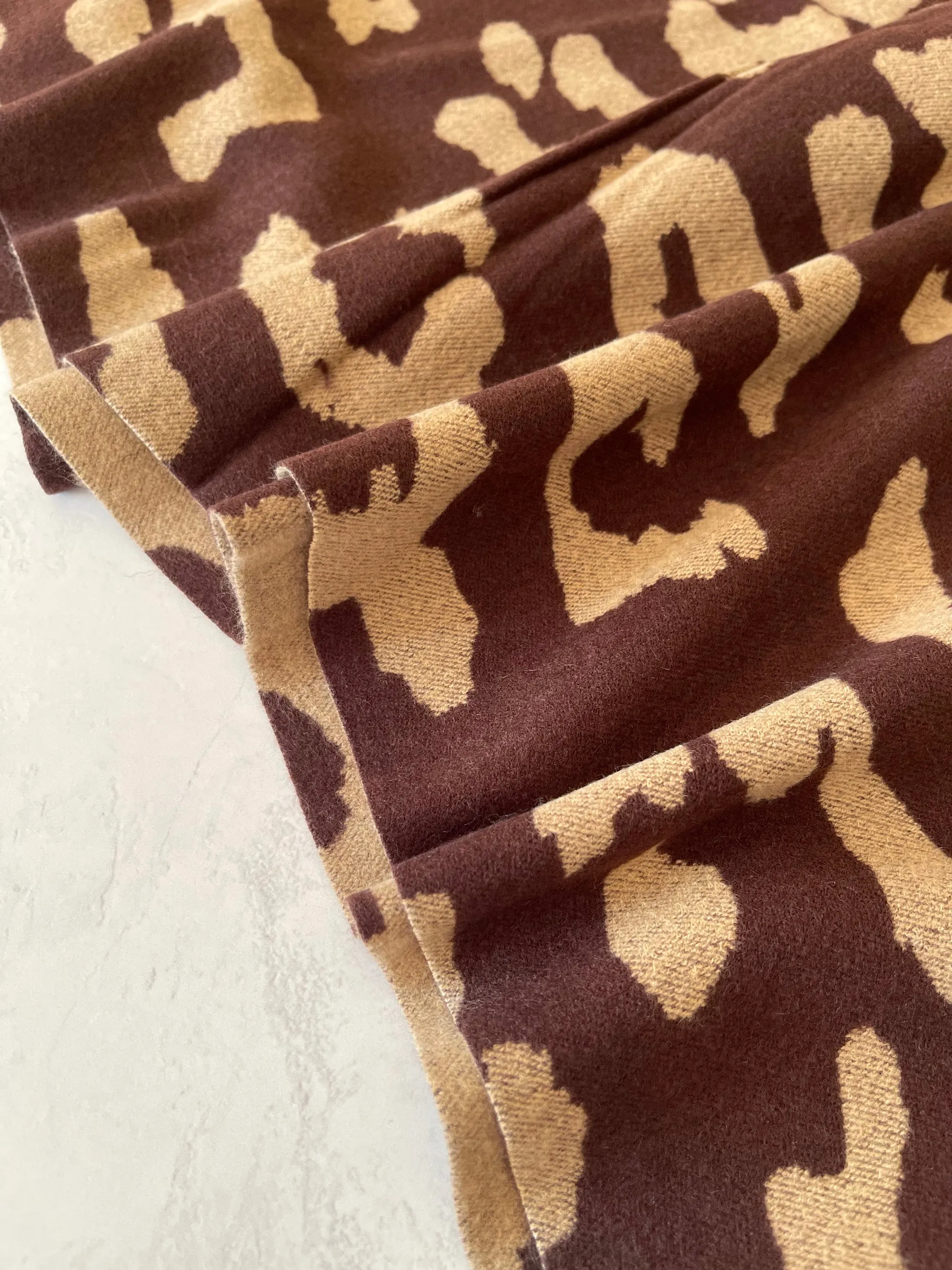 LARGE BROWN CASHMERE LEOPARD PRINT REVERSIBLE WINTER SHAWL BLANKET SCARF