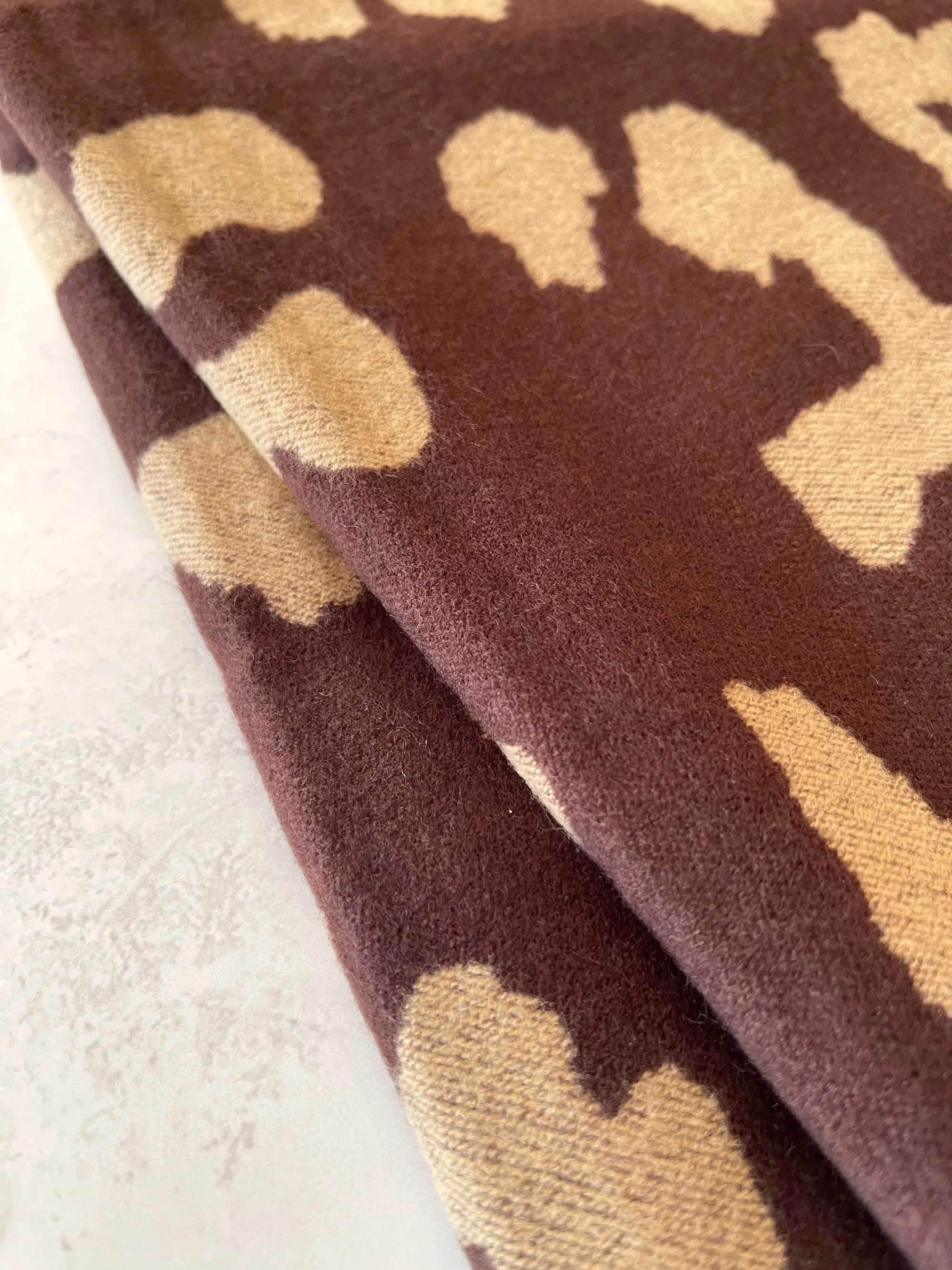 LARGE BROWN CASHMERE LEOPARD PRINT REVERSIBLE WINTER SHAWL BLANKET SCARF