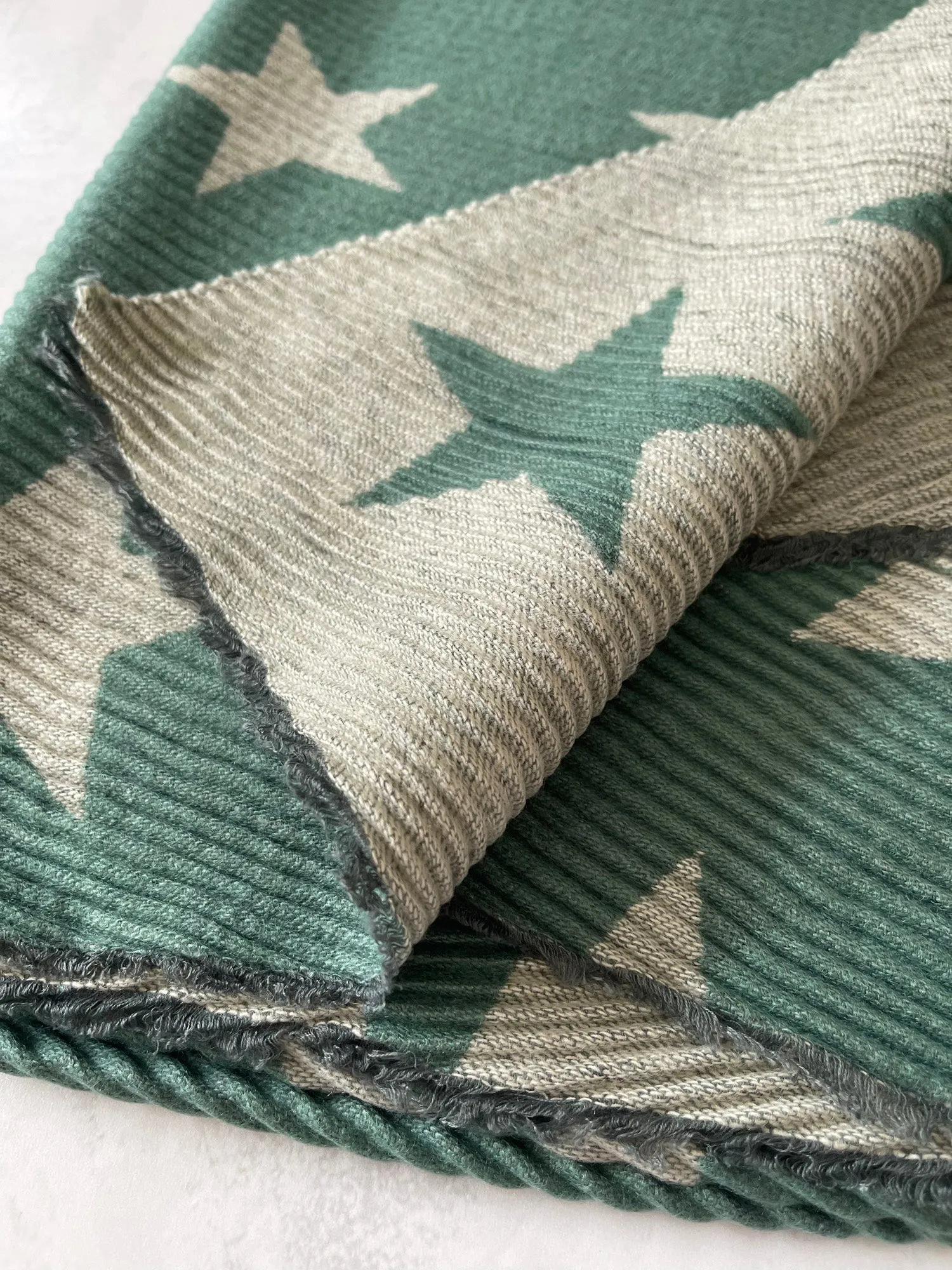 LARGE DUCK EGG GREEN STAR THICK REVERSIBLE WINTER SHAWL BLANKET SCARF