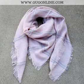 Light Pink and Grey Plaid Blanket Scarf