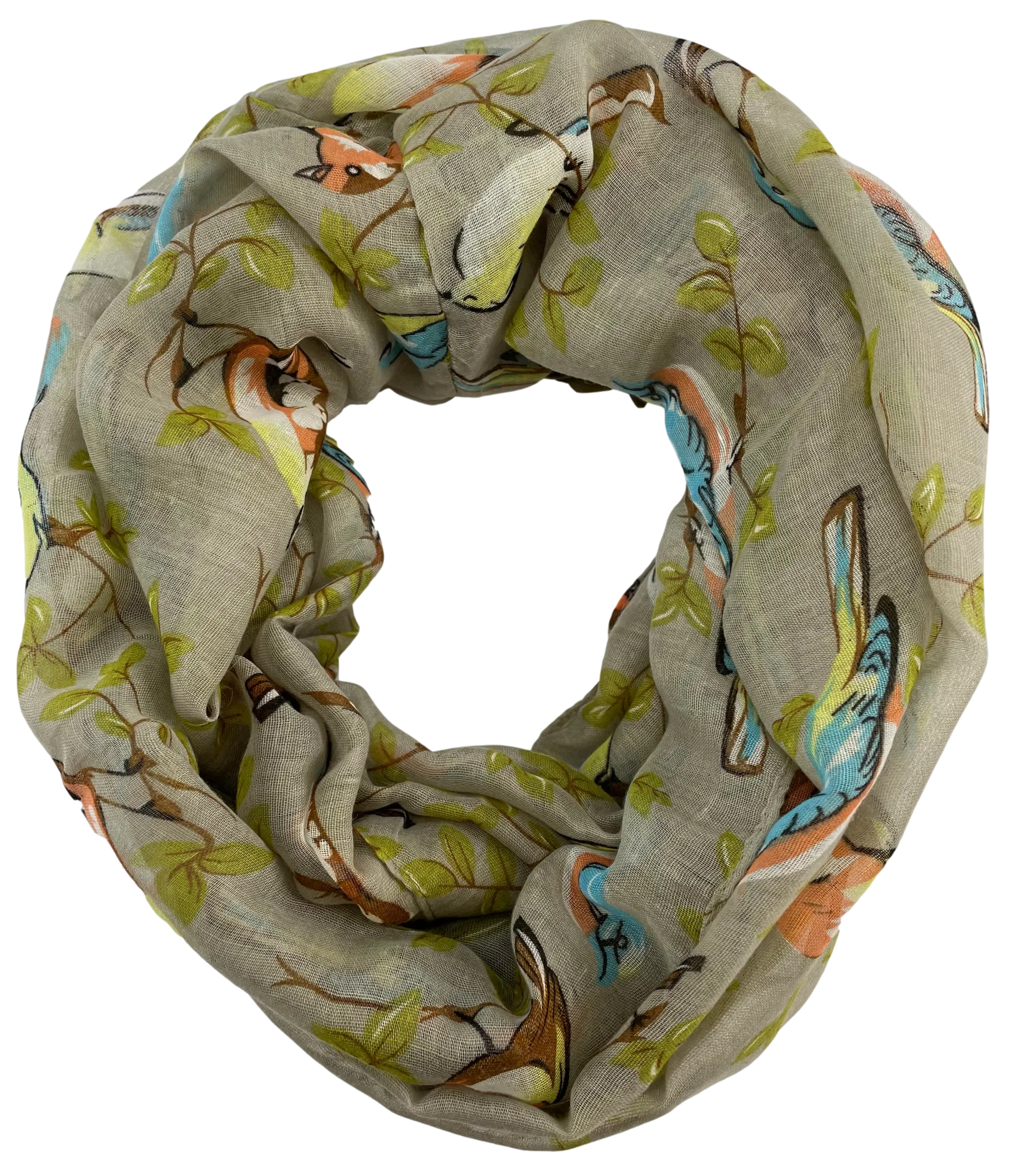 Lightweight Circle Infinity Scarves Sparrow Bird Print Shawl Wrap Scarf For Women