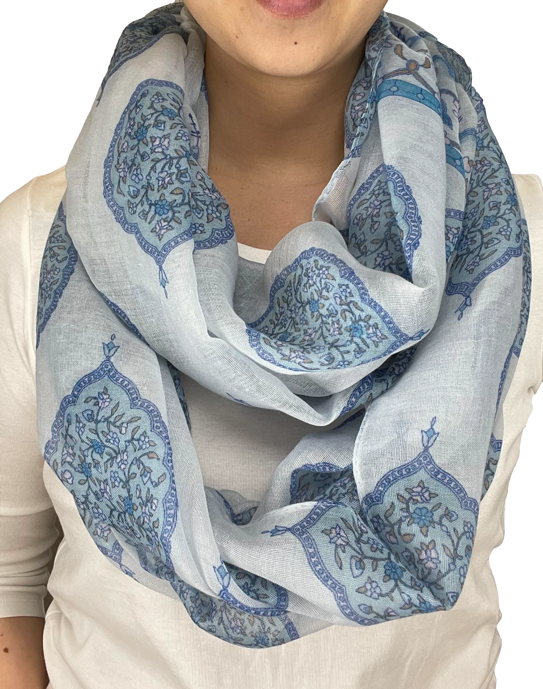 Lightweight Circle Infinity Scarves Vintage Floral Shawl Wrap Scarf For Women