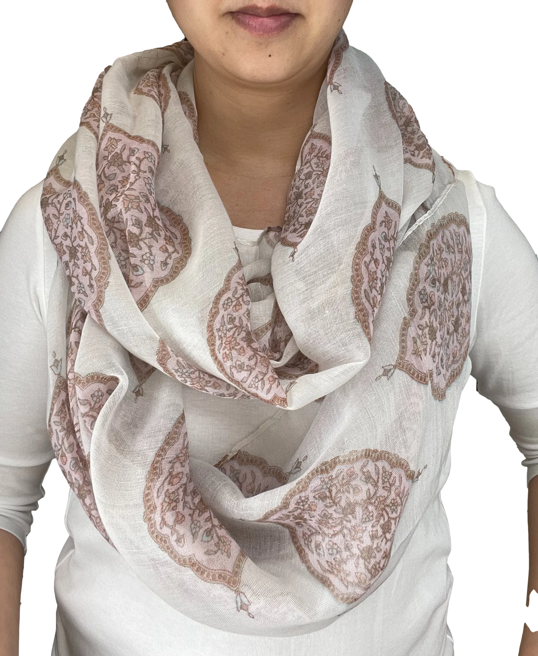 Lightweight Circle Infinity Scarves Vintage Floral Shawl Wrap Scarf For Women