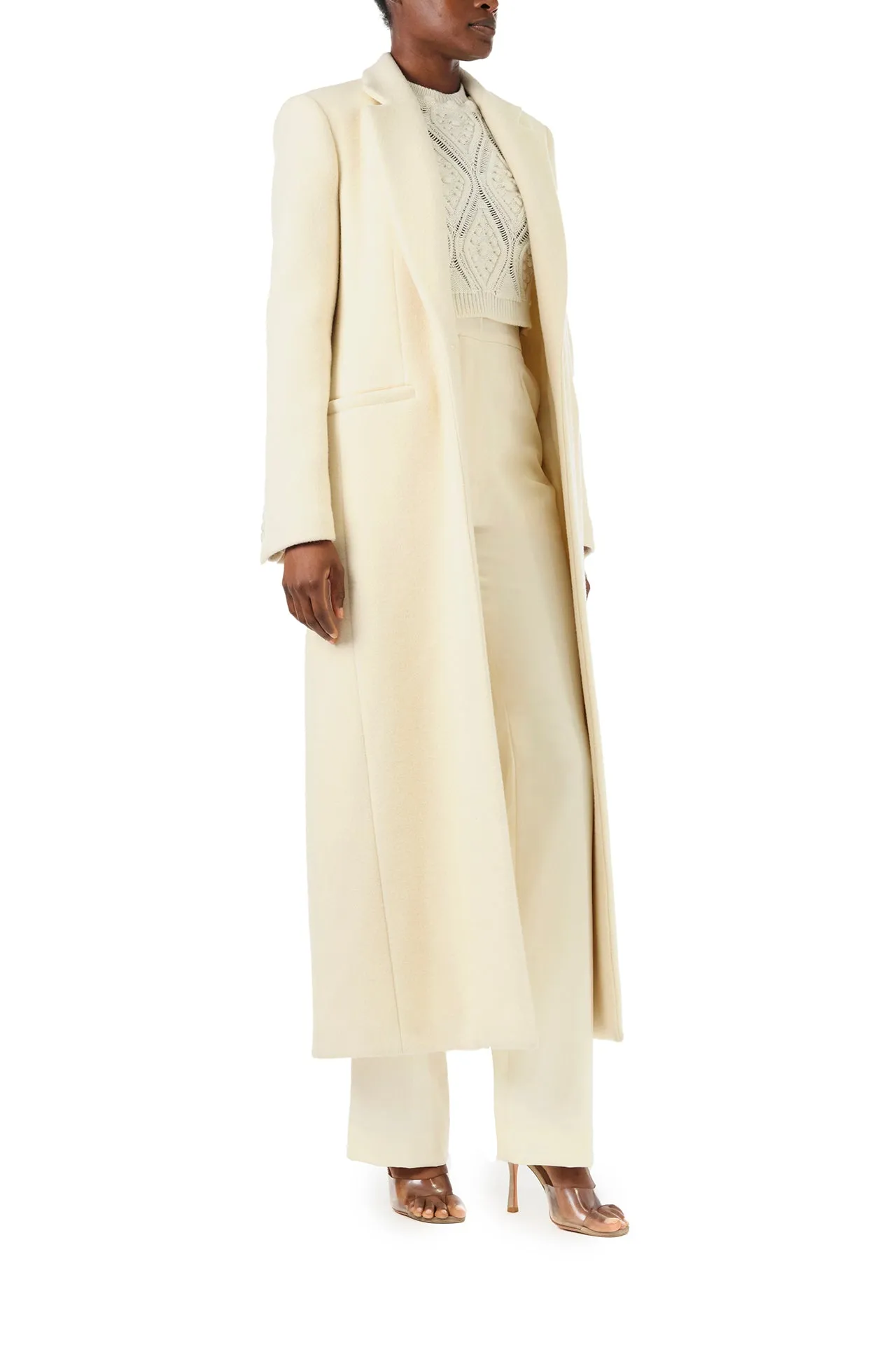 Long Creme Wool Coat