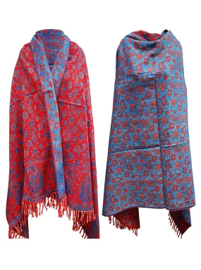 LUXURY HANDMADE BLUE Red  winter wool Scarf Yak Wool comfortable scarf Shawl Blanket stole unisex Travel Wrap Meditation Soft gift for her