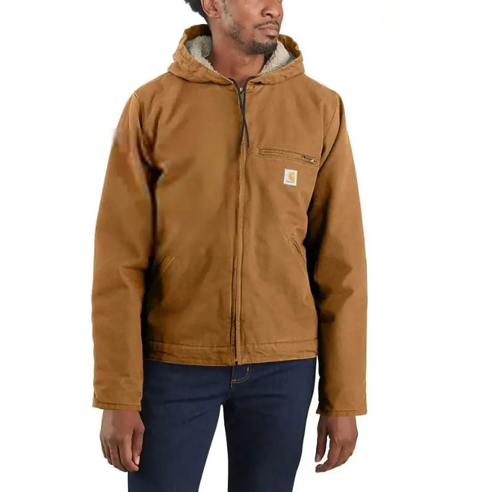 Men's Relaxed Fit Washed Duck Sherpa-Lined Jacket