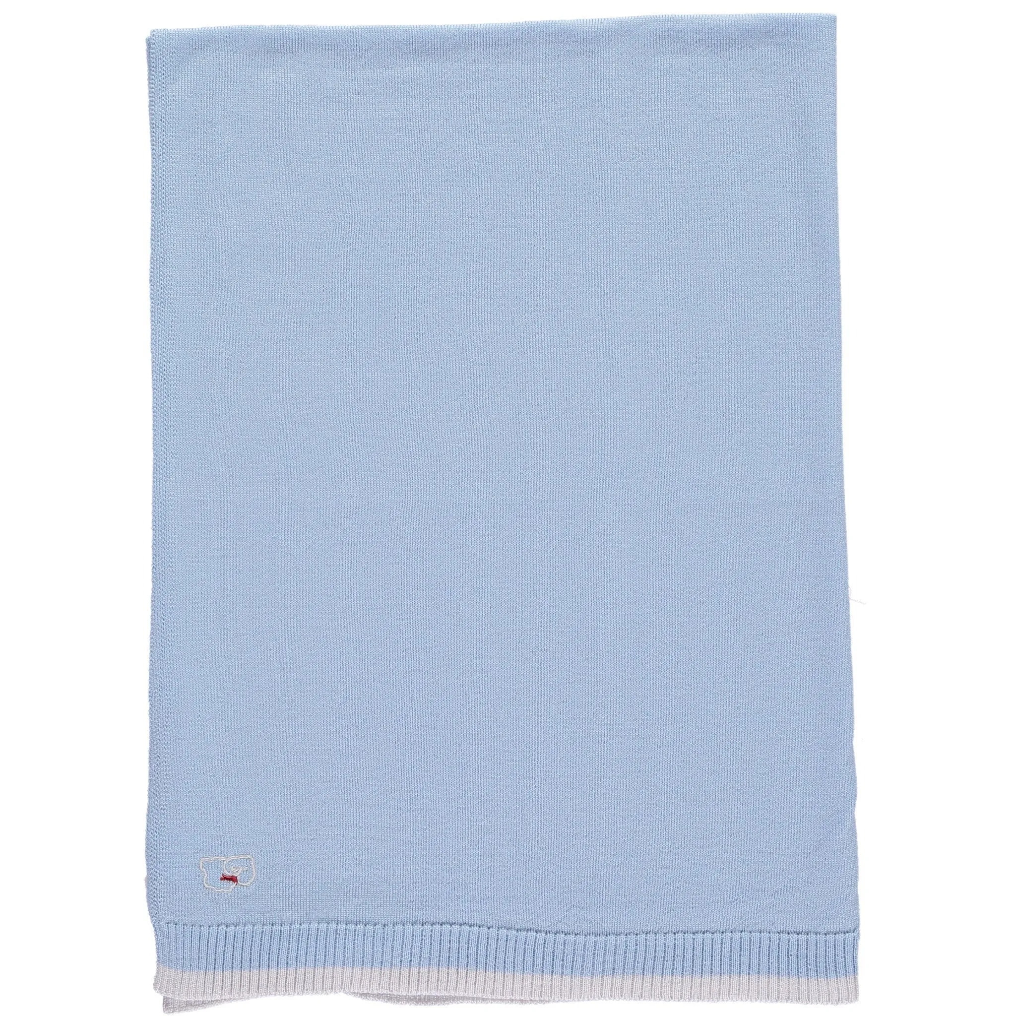 Merino Knitted Lightweight Baby Blanket - Beau Blue