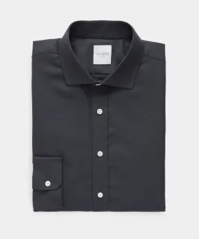 Merino Spread Collar Dress Shirt in Black