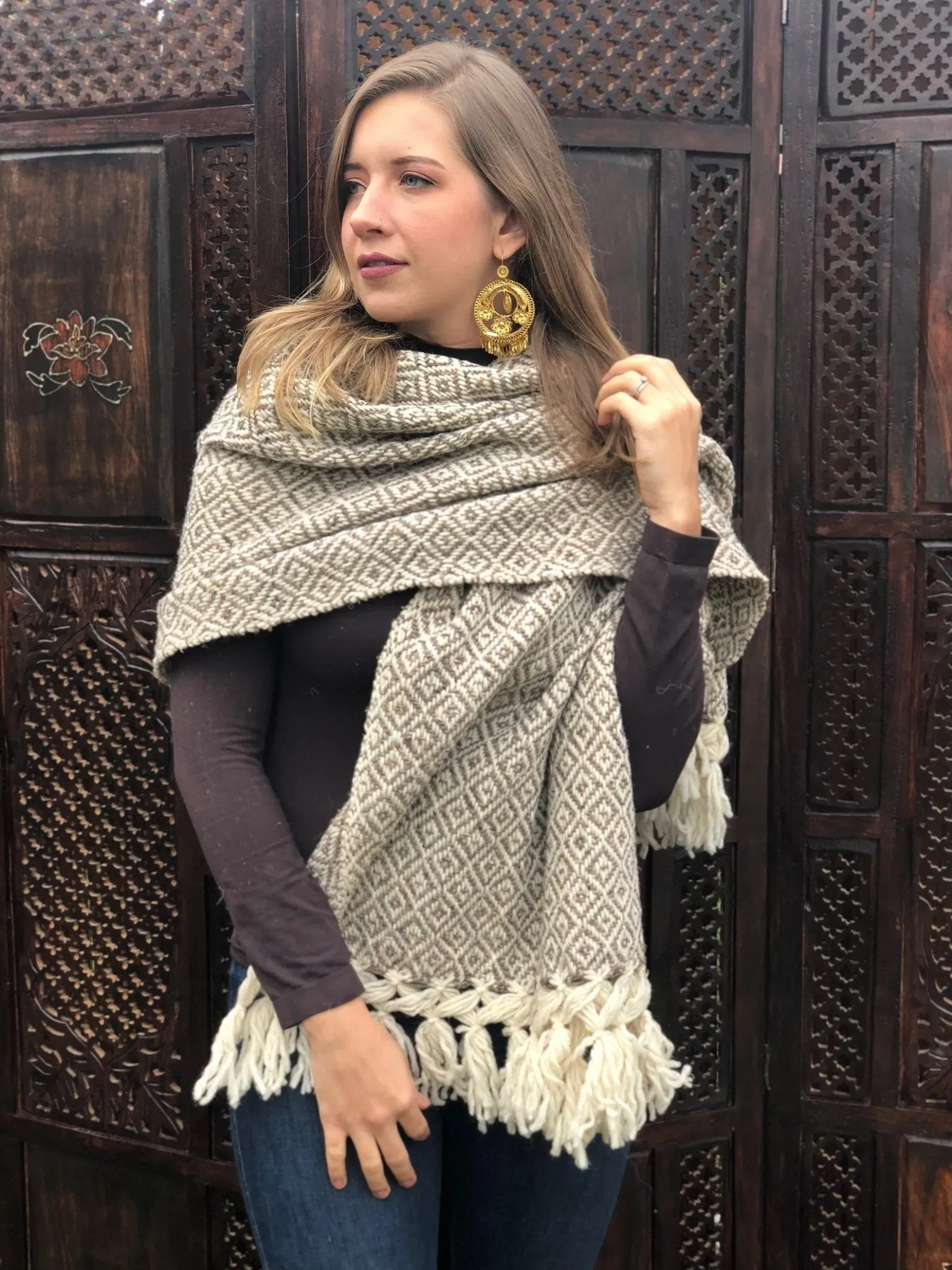 Mexican Traditional Wool Rebozo. Rebozo de Lana