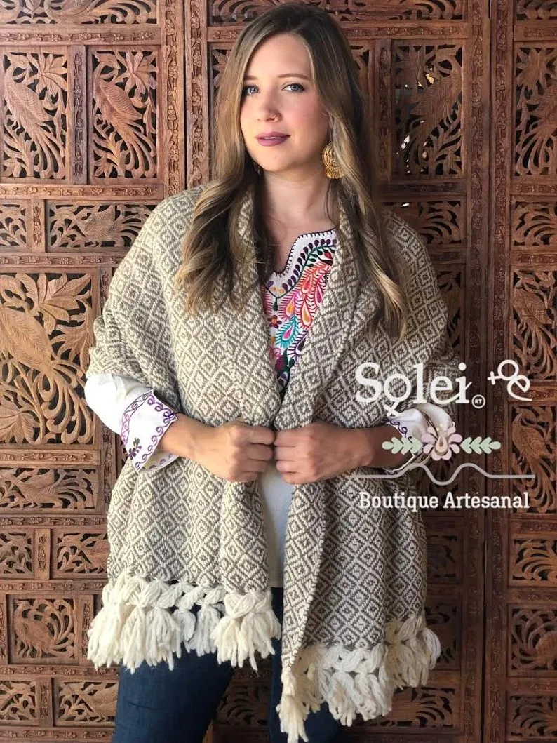 Mexican Traditional Wool Rebozo. Rebozo de Lana