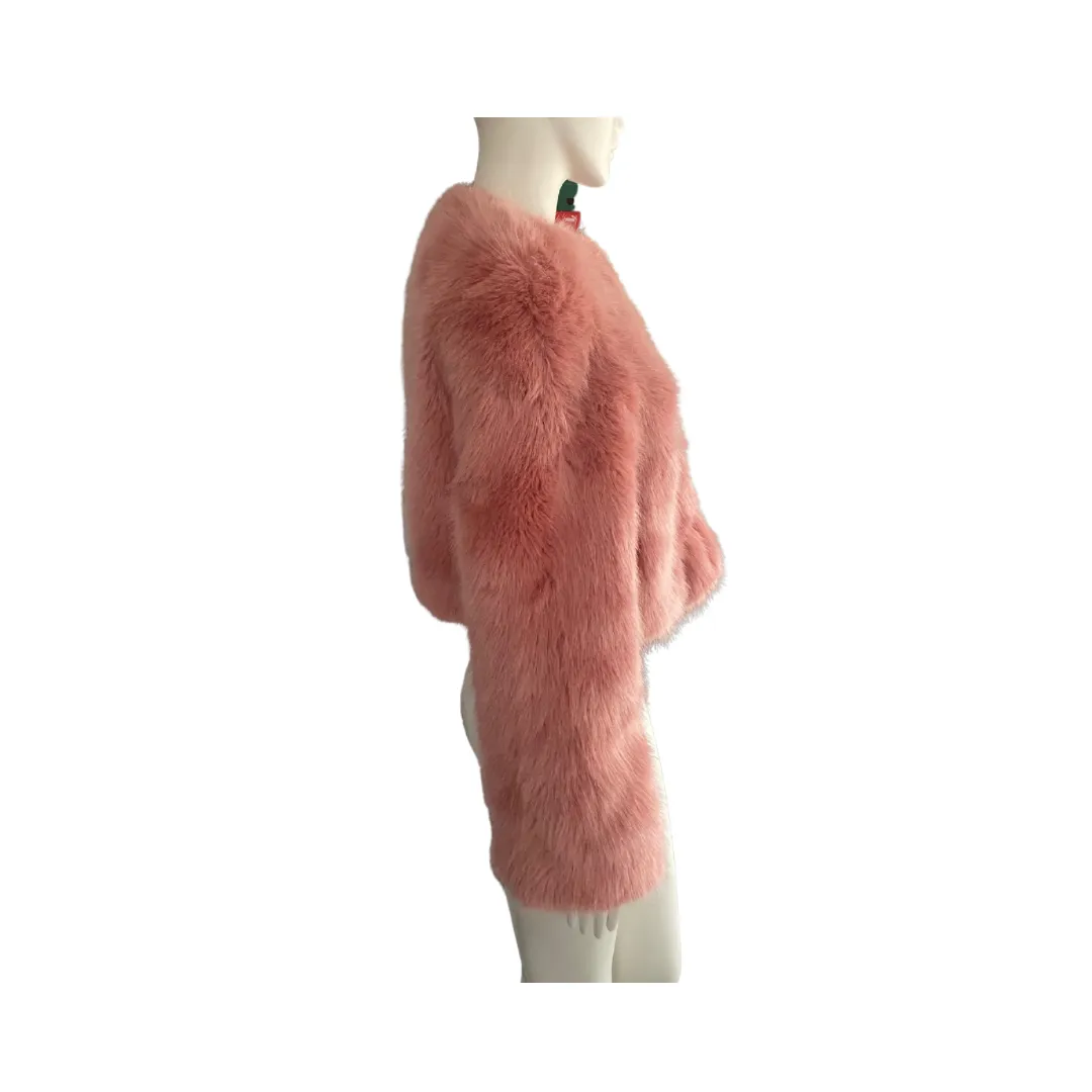 MICHAEL KORS Faux Fur Short Jacket Pink SIZE M