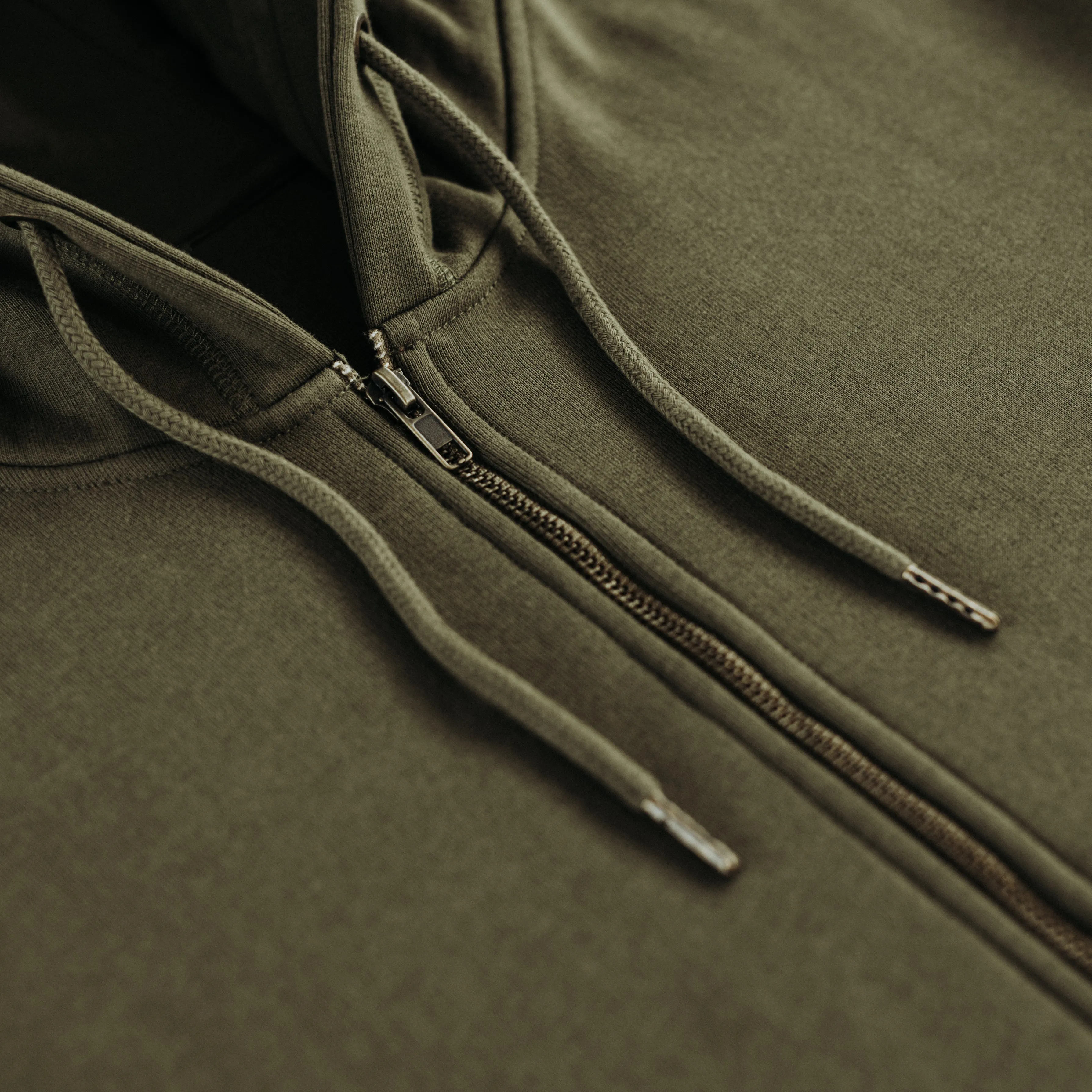 Military Olive Organic Cotton Zip-Up Sweatshirt